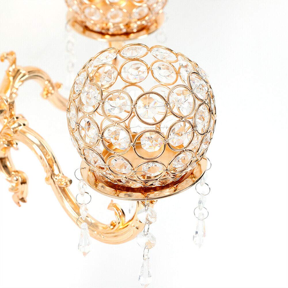 5-Arm Crystal Candle Holders Gold - 29.1