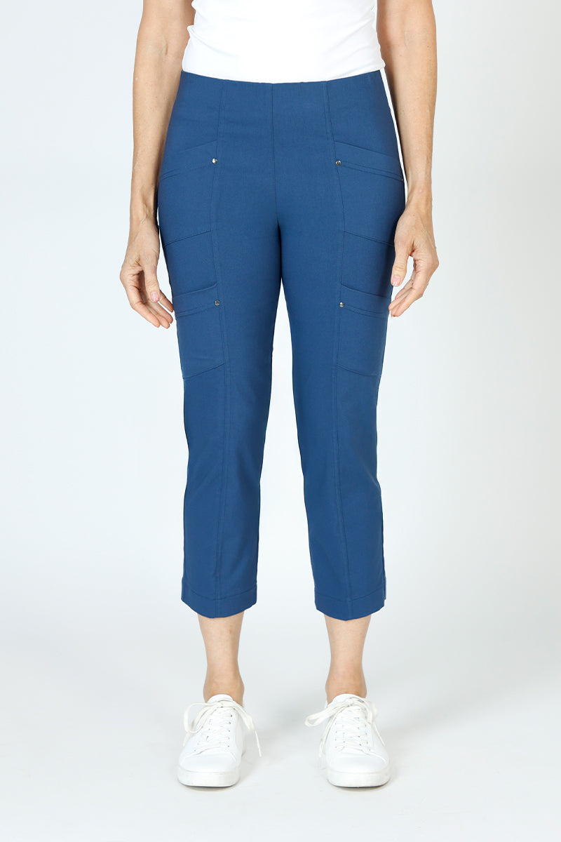 Elliott Lauren Women's Slant Pocket Crop Cargo Pants - High Waisted Utility Pants for Hiking, Travel & Casual Wear