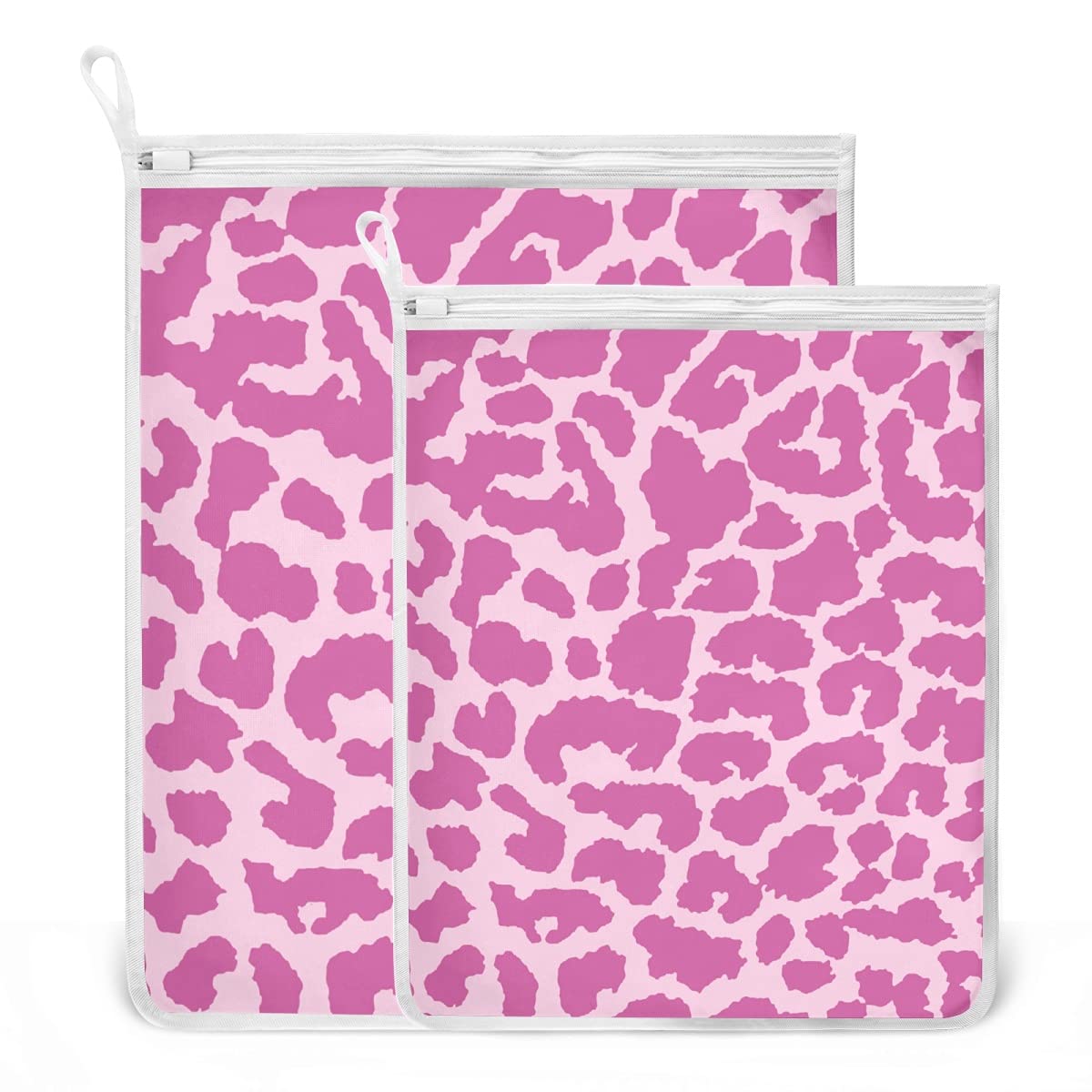 Pink Cheetah Print Mesh Laundry Bags for Delicates - 3 Pack Washing Organizer for Bras, Underwear, Socks & Lingerie | Travel Storage Solution for Gentle Garment Care | Perfect for College Dorms, Gym Bags & Vacation Packing