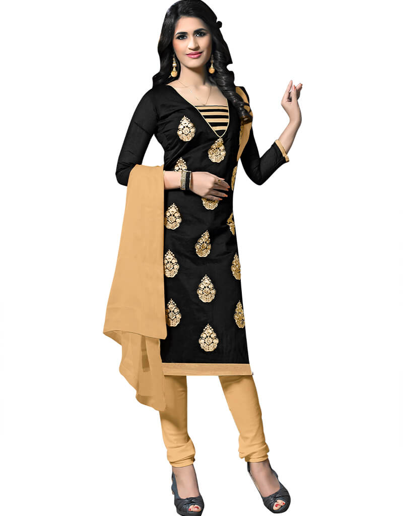 Stylish Black Cotton Chudidar Salwar Suits for Women - Comfortable Traditional Indian Outfit for Parties, Weddings & Festivals