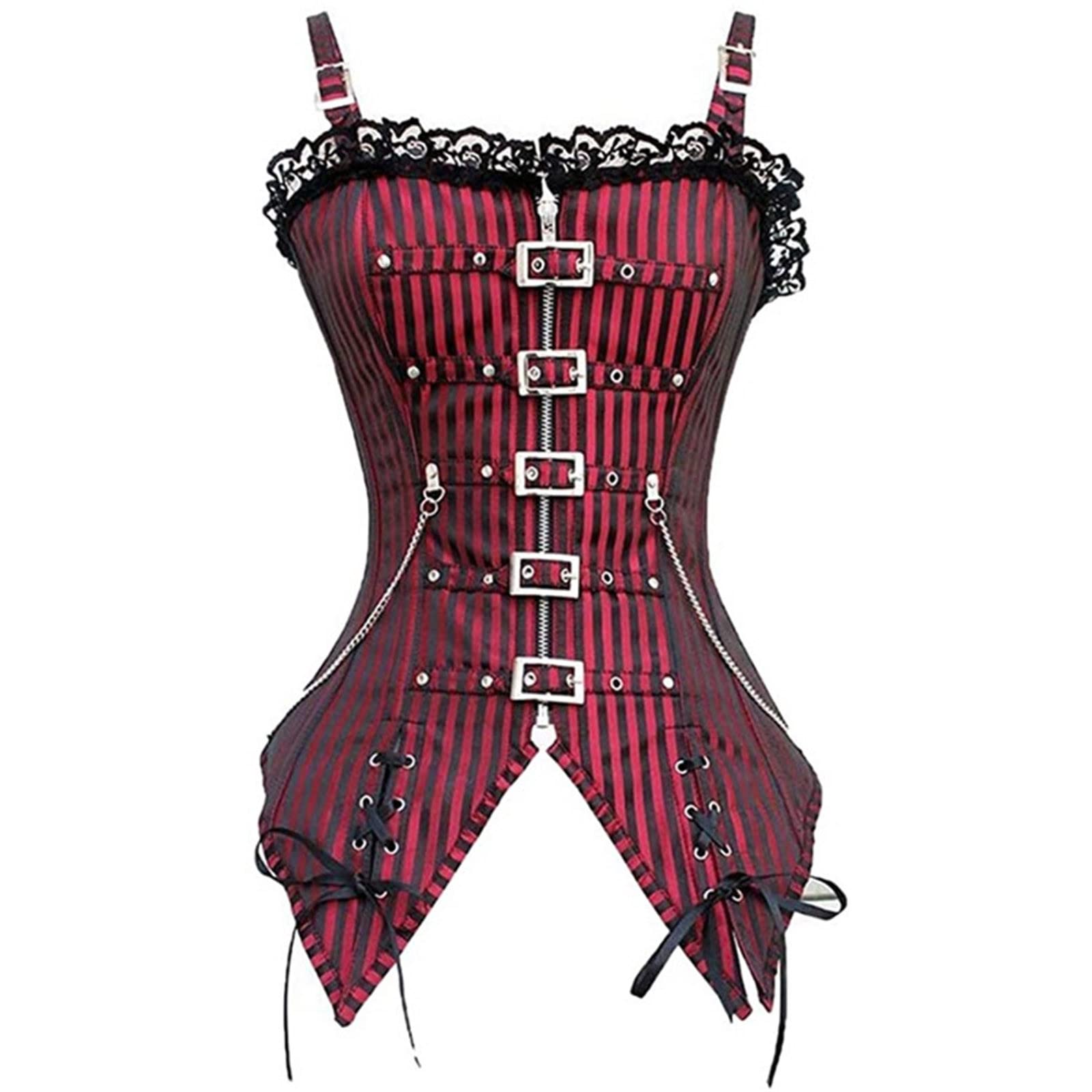 Vintage Gothic Lace Corset Bodysuit - Women's Medieval Cottagecore Underwear & Shapewear for Waist Training | Perfect for Lingerie, Cosplay, and Steampunk Fashion