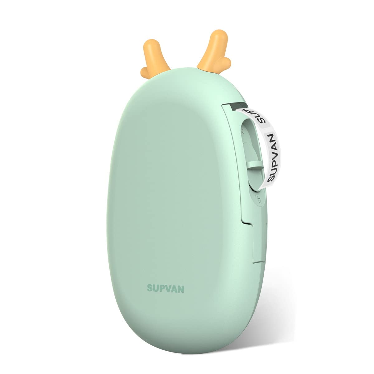 SUPVAN E10 Bluetooth Label Maker with Green Label Tape & Yellow Cute Ears Accessories - Wireless Portable Sticker Printer for Home, Office, School Organization & Crafting