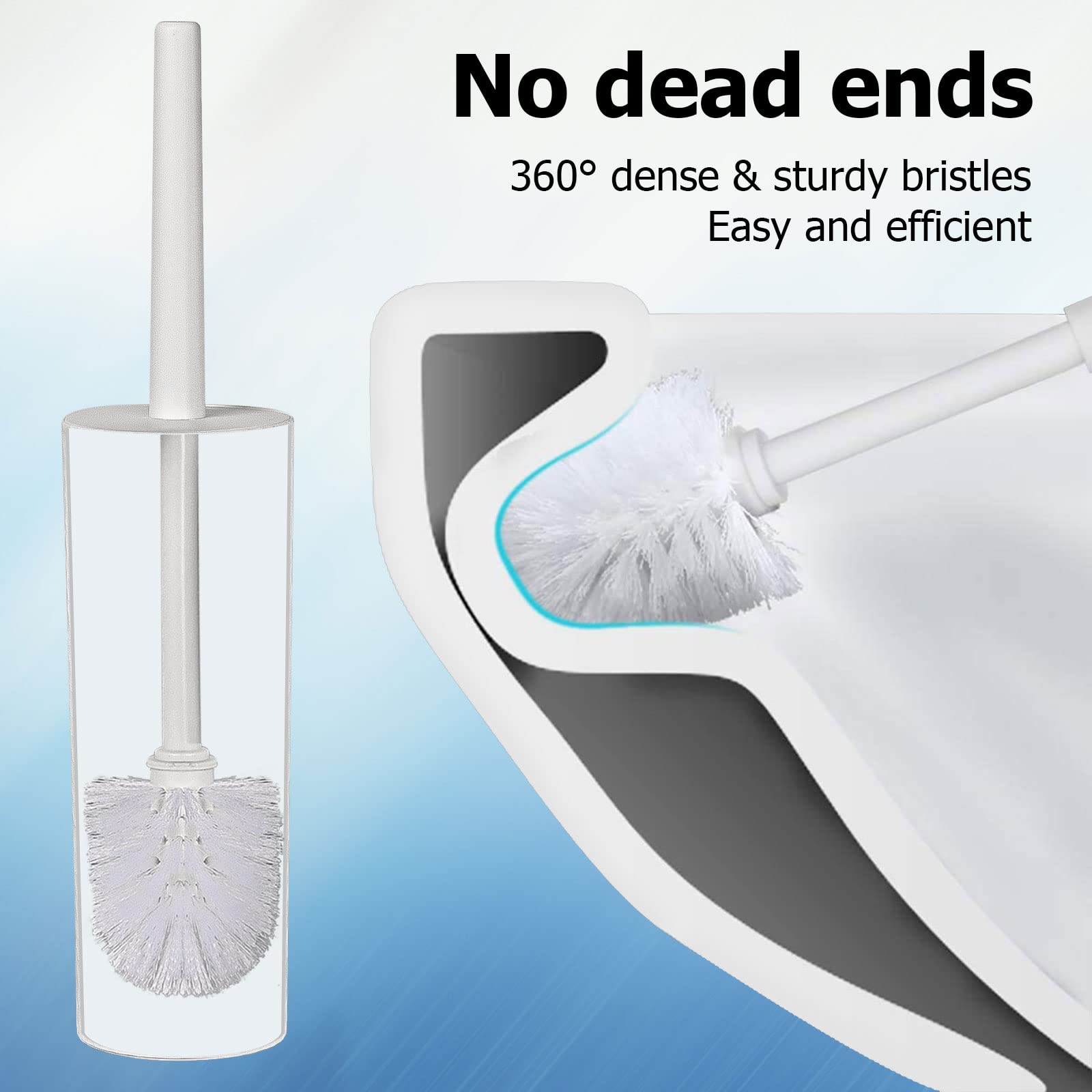 Topsky 2-Pack Toilet Brush Set with Holder & Replacements - Durable Bathroom Cleaning for Home