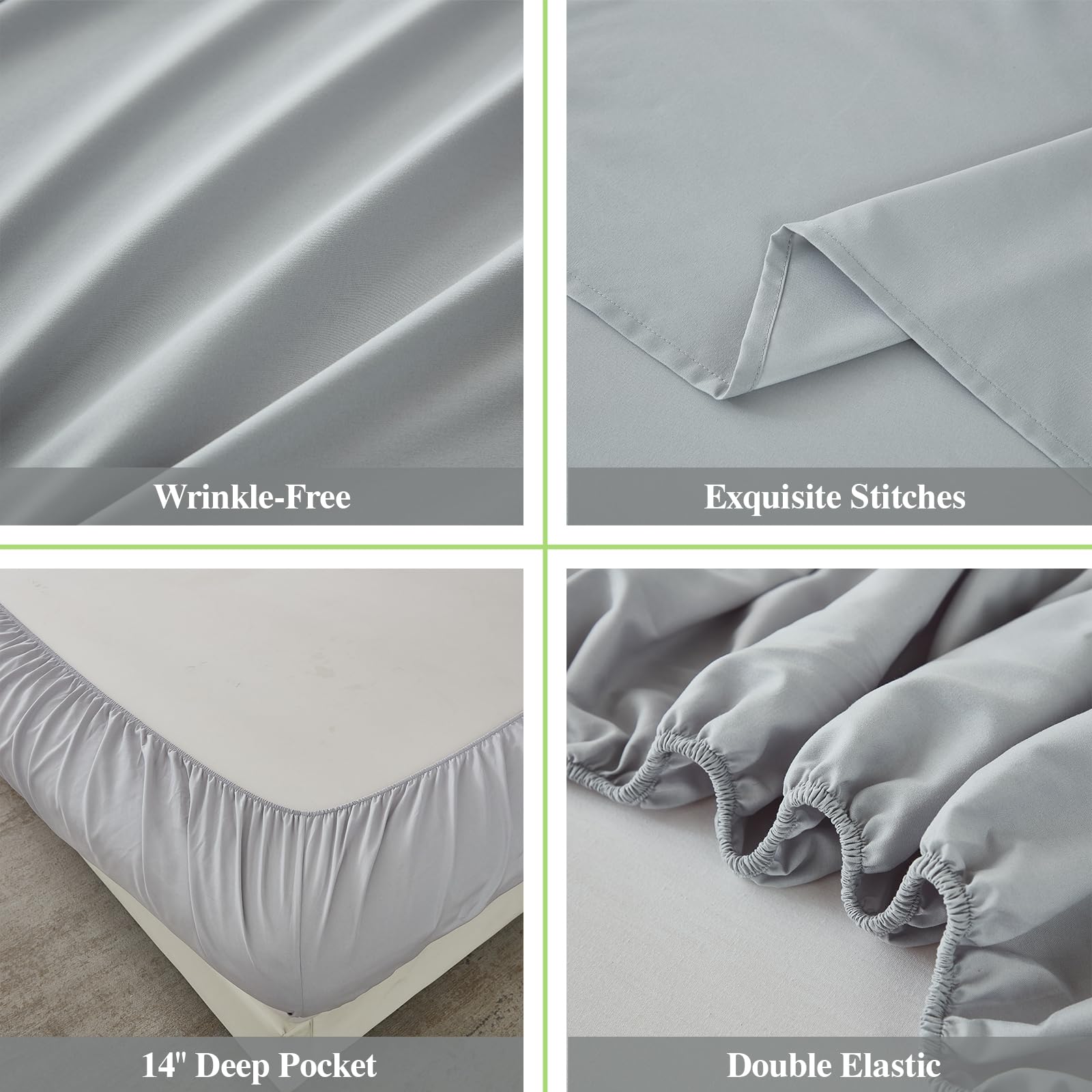 ILAVANDE 4-Piece Queen Size Bed Sheet Set - 1800 Series Luxury Microfiber, Super Soft & Breathable, Wrinkle-Free, 14