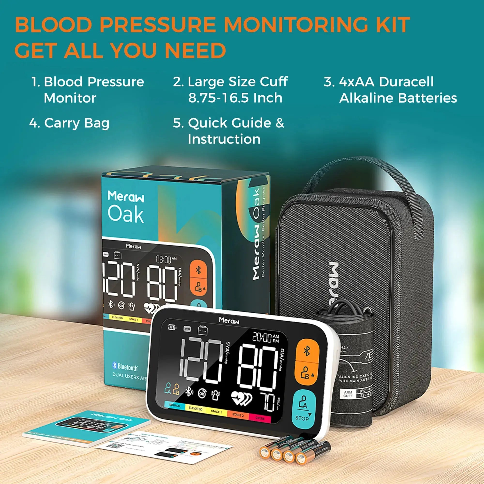 Wireless Bluetooth Blood Pressure Monitor with Large LCD Display - Accurate & Portable for Home Use, Gym, Travel & Health Tracking