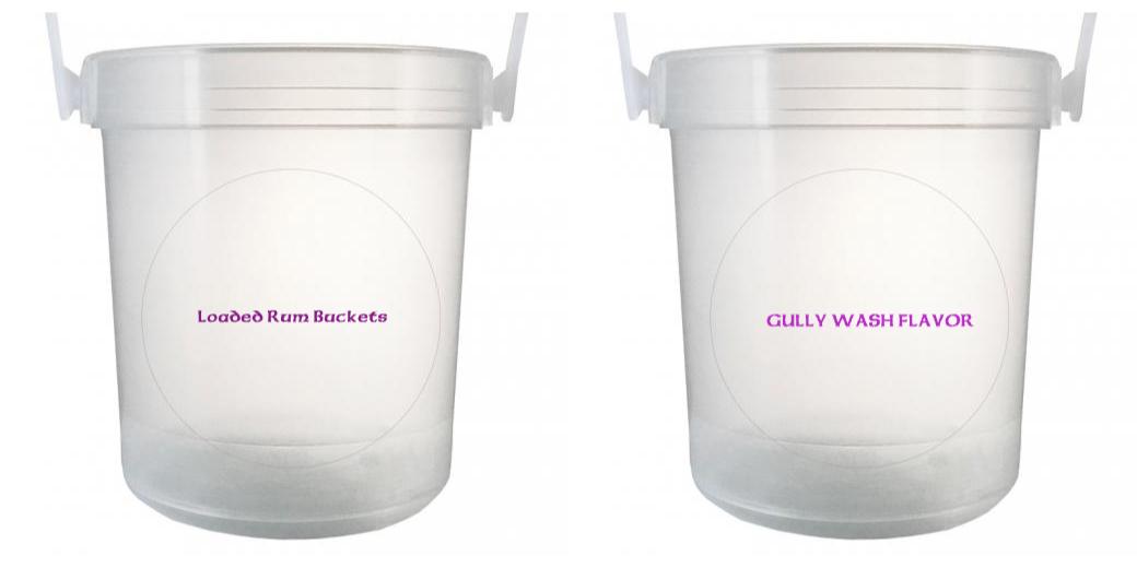 32 oz Plastic Rum Buckets with Custom Sticker - Perfect for Beach Parties, Cocktail Bars & Tropical Themed Events
