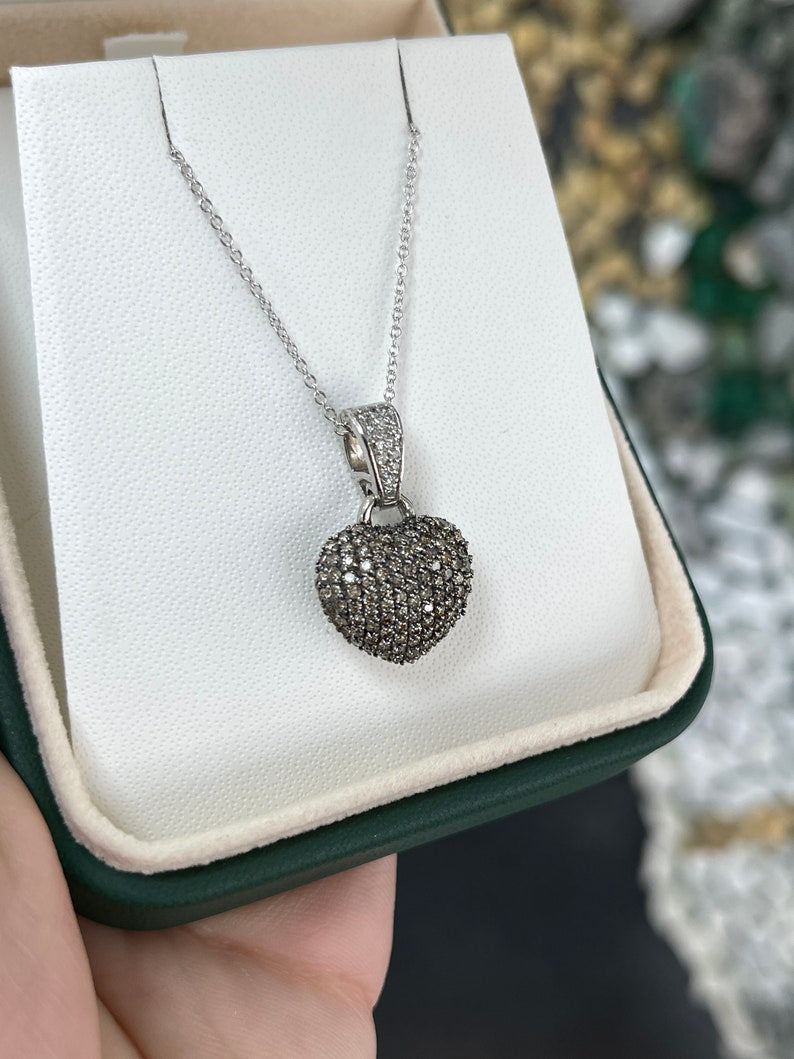 0.75 Carat Natural Coffee Brown Diamond Heart Pendant in 14K Gold - Perfect for Valentine's Day Gifts, Anniversary Jewelry & Romantic Occasions