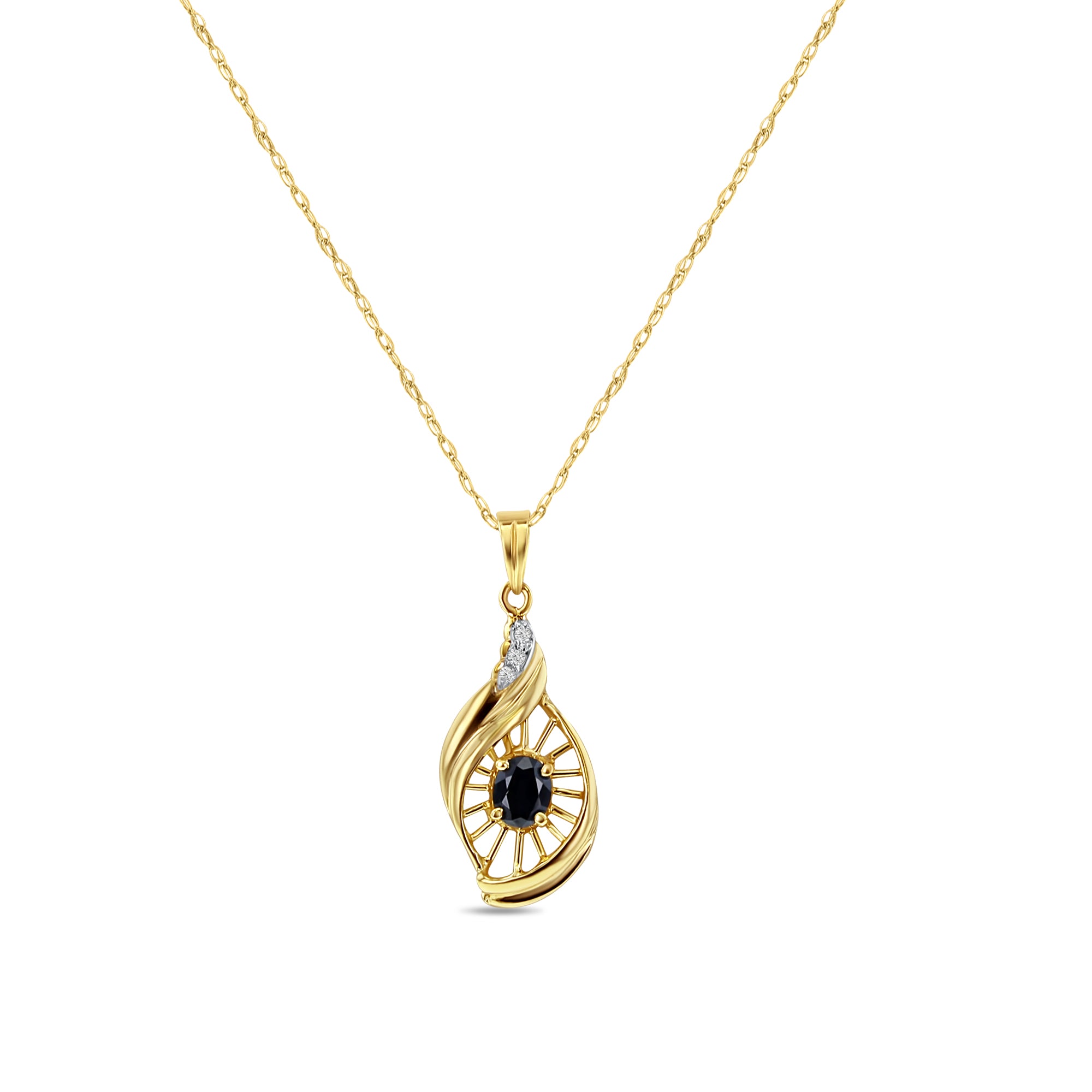Exquisite Oval Sapphire & Diamond Accent Necklace - 14K Gold Pendant for Women, Elegant Jewelry Gift for Anniversary, Valentine's Day & Special Occasions