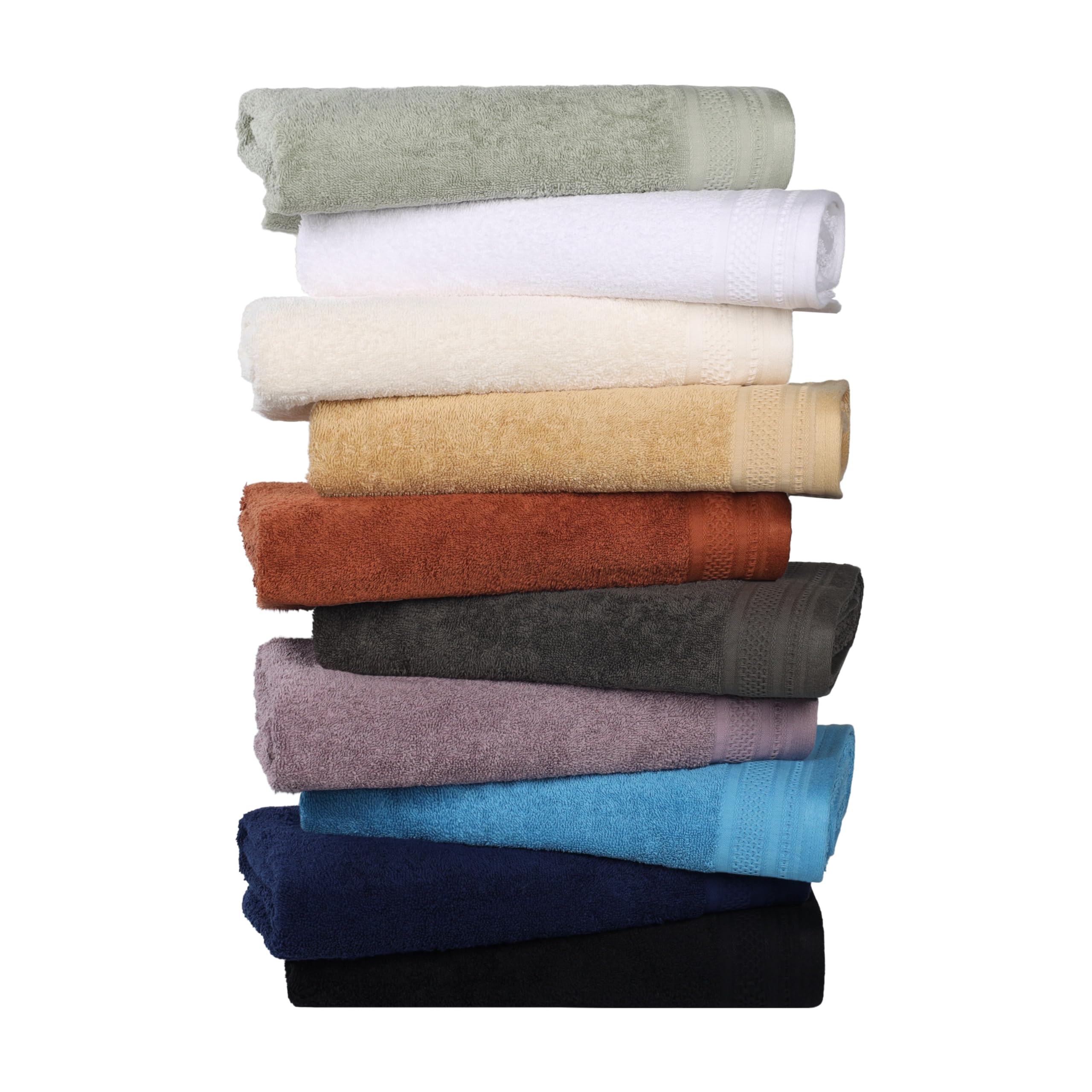 Premium 100% Cotton 500 GSM Honeycomb Bath Towel Set - 12 Piece (6 Washcloths, 4 Hand Towels, 2 Bath Towels) | Ultra Absorbent, Quick Dry & Mid-Weight | Jacquard & Solid Ivory Design | Perfect for Bathroom, Spa, Beach & Gym Use