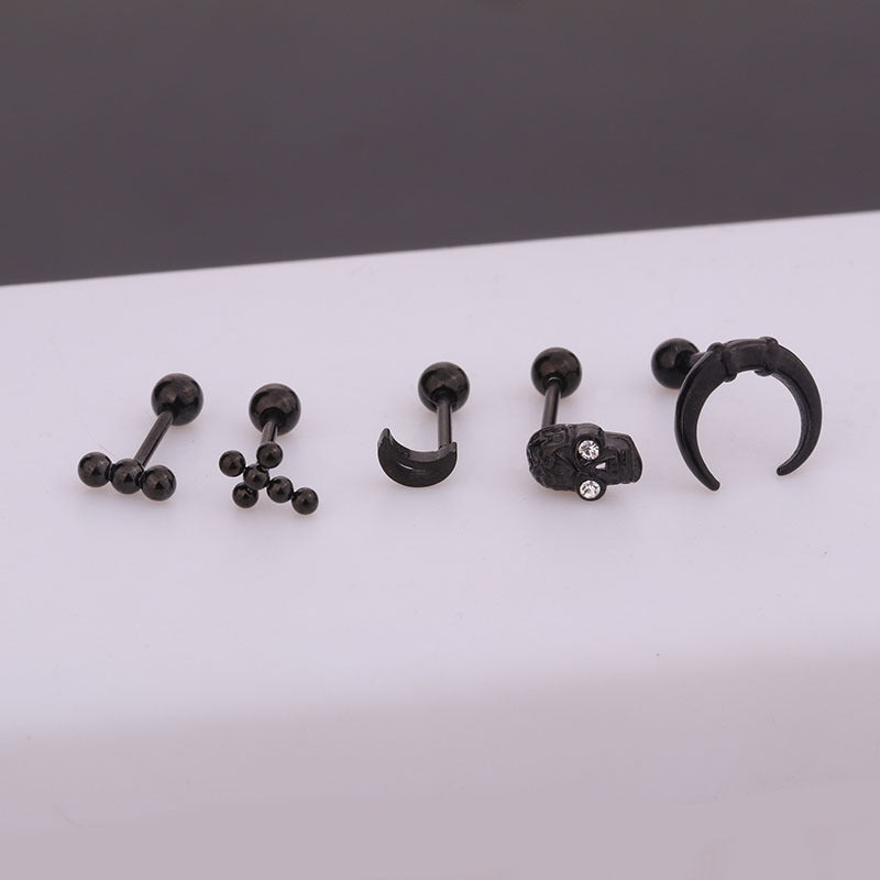 20G Skeleton Barbell Stud Earrings - Helix & Daith Piercing Jewelry for Men & Women | Gothic Punk Style Body Jewelry for Cartilage, Tragus, or Conch Piercings | Perfect for Everyday Wear & Alternative Fashion