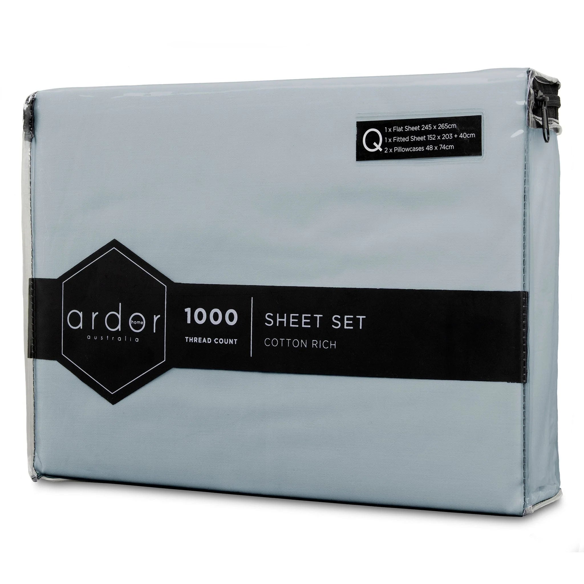 1000 Thread Count Cotton Rich Sheet Set - Queen Size, Light Blue by ARDOR - Ultra Soft & Breathable Bed Sheets for Comfortable Sleep - Perfect for Master Bedroom, Guest Room & Dorm