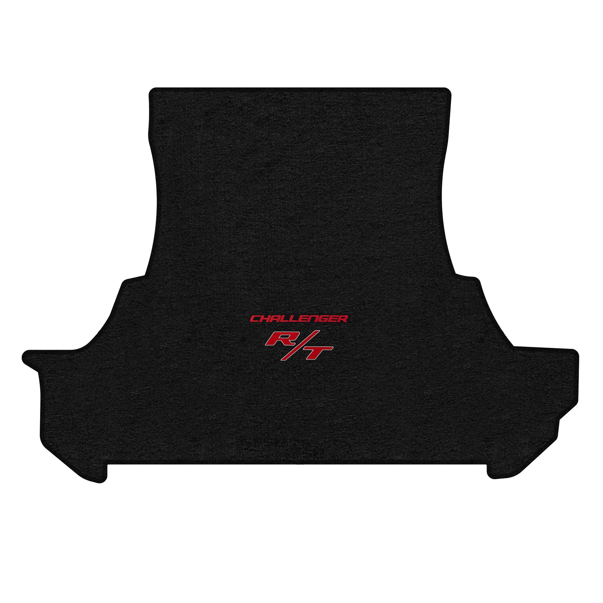 Premium Custom-Fit Carpeted Floor Mats for Dodge Challenger RWD (2012-Present) - Luxury Car Floor Liners with Trunk Mat - Charcoal & Red 'Challenger' R/T Design - Perfect for Daily Driving & Car Shows