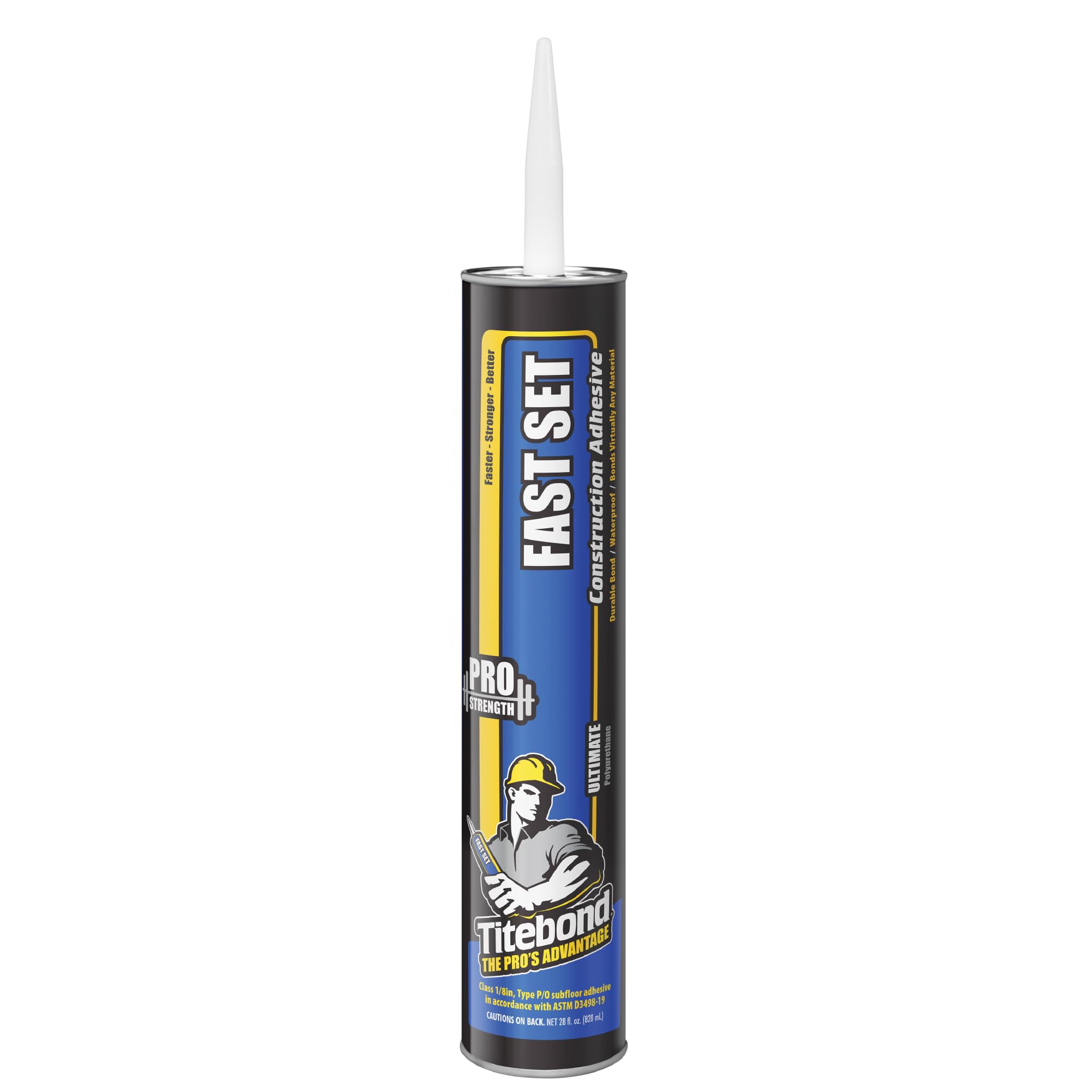 Titebond 28 Oz. Fast Set Polyurethane Construction Adhesive - Strong Bonding for Wood, Metal, Concrete - Perfect for DIY Projects, Home Repairs & Construction Work