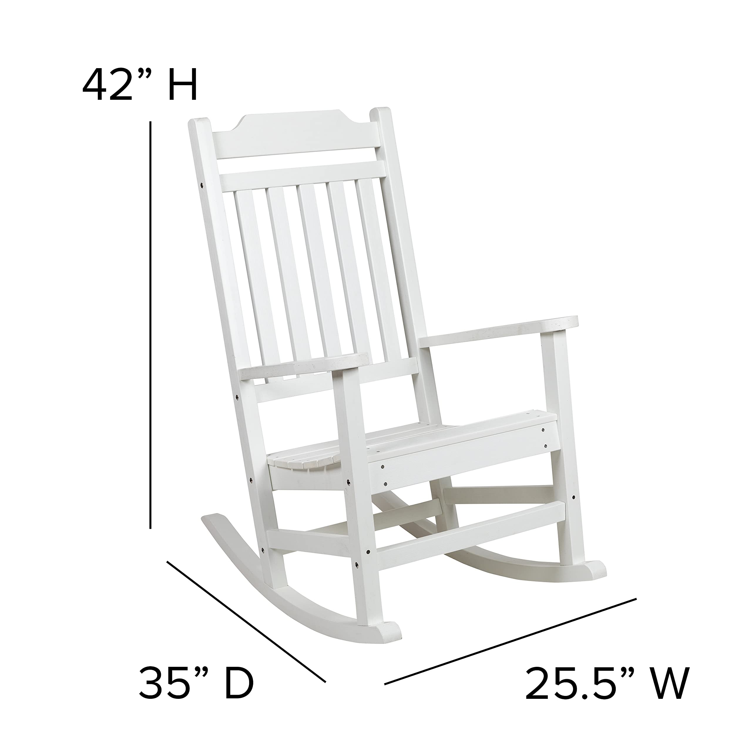 All-Weather Poly Resin Rocking Chair in White - Durable Outdoor Patio Furniture for Garden, Porch & Poolside Relaxation