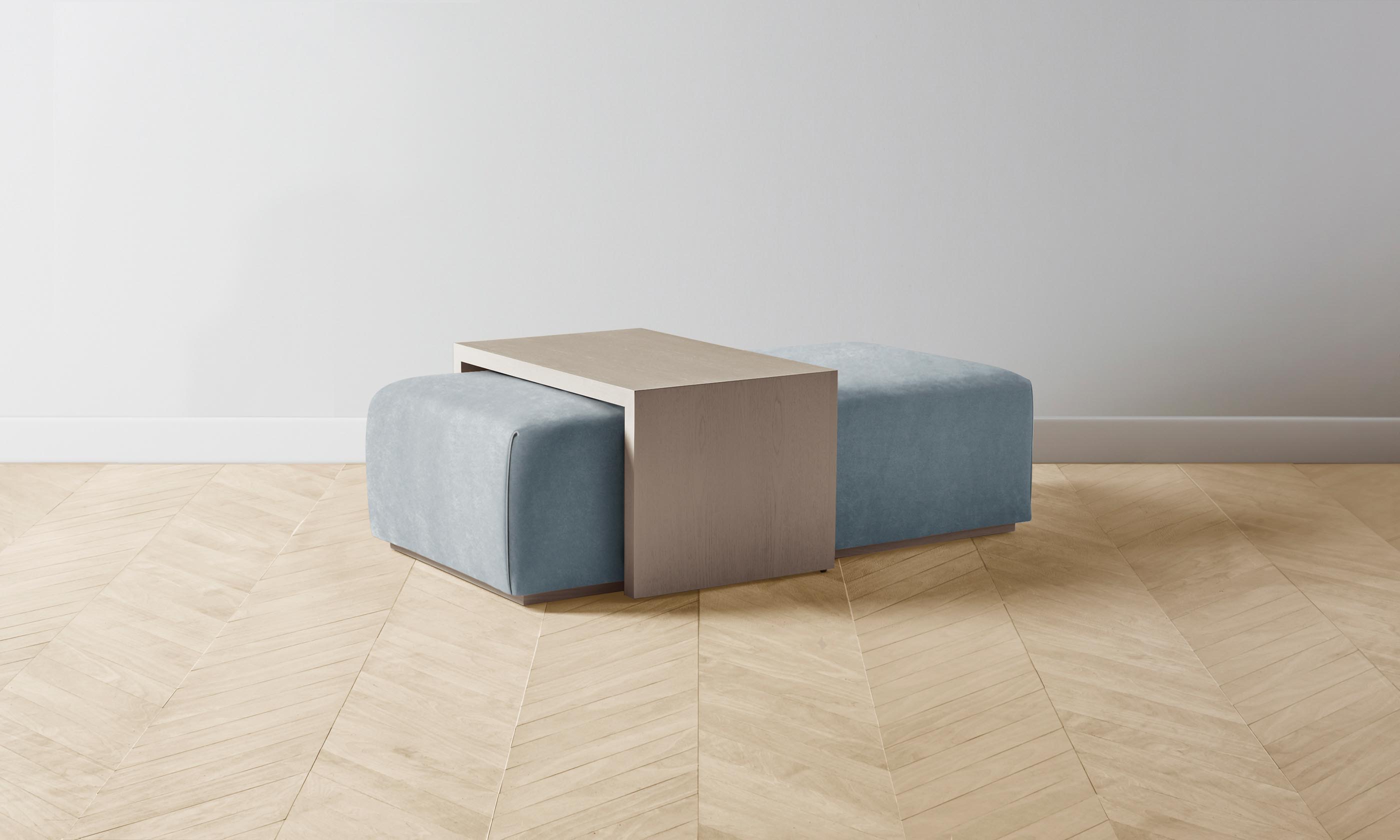 The Bowery Ottoman - Luxe Performance Velvet in Sky Blue - Perfect for Living Room, Bedroom & Home Decor