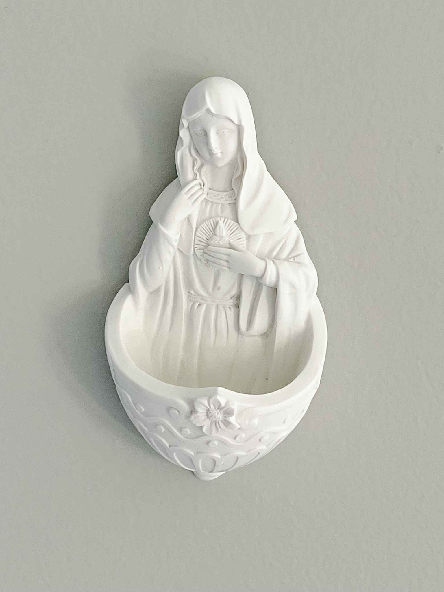 Immaculate Heart Holy Water Font - Religious Home Decor for Prayer & Blessings - Perfect for Church, Home Altar & Sacred Spaces