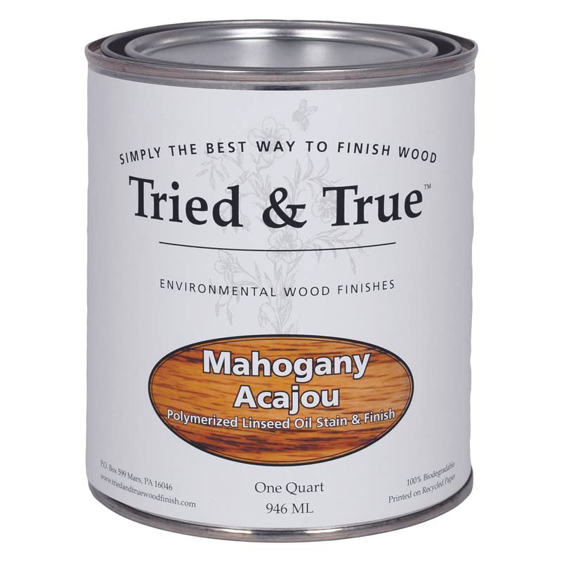Mahogany Danish Oil Wood Stain & Finish - Quart | Food Safe, VOC Free, Solvent & Dye Free | Natural Linseed Oil & Pigments for Furniture, Cabinets, Floors | Indoor & Outdoor Wood Protection