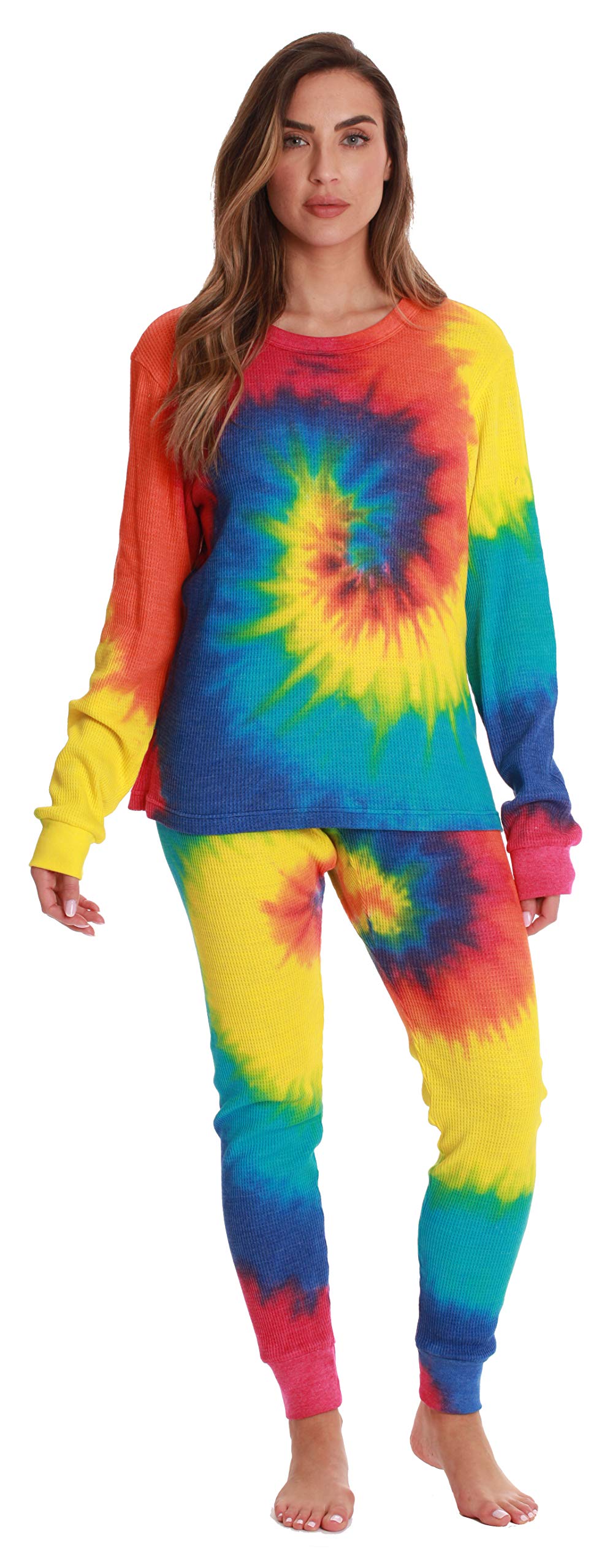 Just Love Women's Tie Dye Two-Piece Thermal Pajama Set - Cozy Winter Sleepwear for Women - Perfect for Cold Nights, Lounging & Gift Giving