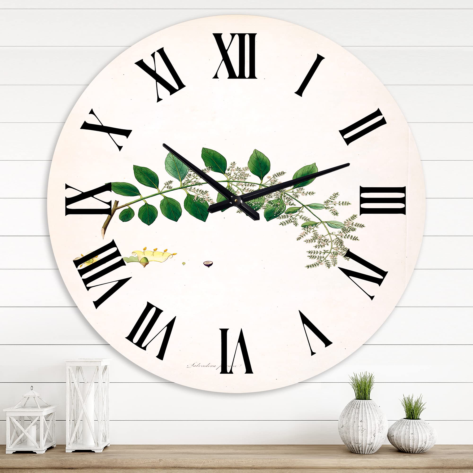 Vintage Farmhouse Wall Clock - Floral & Botanical Design, Large Decorative Clock for Bedroom, Living Room, Kitchen | Perfect for Home, Office & Rustic Decor