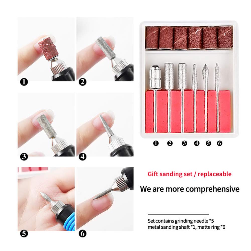 Professional Electric Nail Drill Kit - Portable Pen-Shaped Nail Polisher for Acrylic Nails, Finger & Toe Care with Nail File & Tips Set (White) | Perfect for Home Manicures, Salon Nail Art & DIY Nail Care