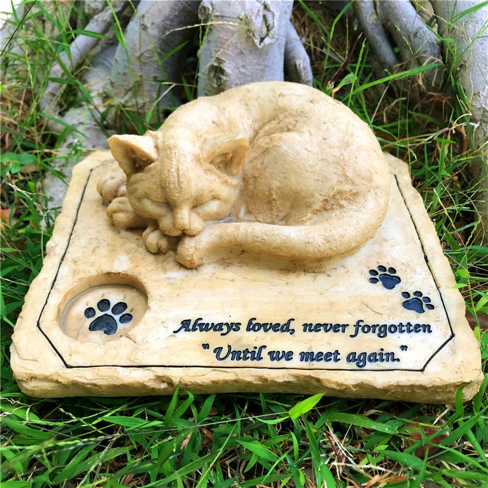 3D Cat Memorial Stone - Personalized Pet Grave Marker for Outdoor Garden, Sympathy Gift for Loss of Cat | Perfect for Backyard Memorials & Pet Cemeteries