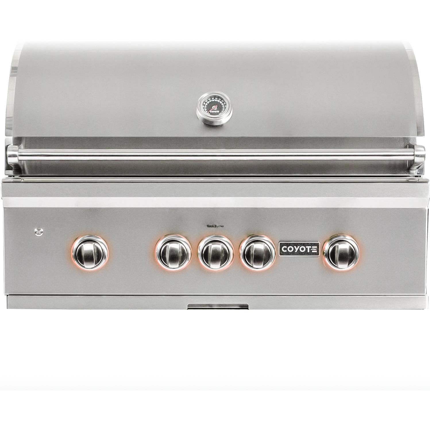 Coyote S Series 36 Inch 4 Burner Built-In Propane Gas Grill with RapidSear Infrared Burner & Rotisserie - Outdoor BBQ Grill for Backyard, Patio, and Tailgating Parties - C2SL36LP
