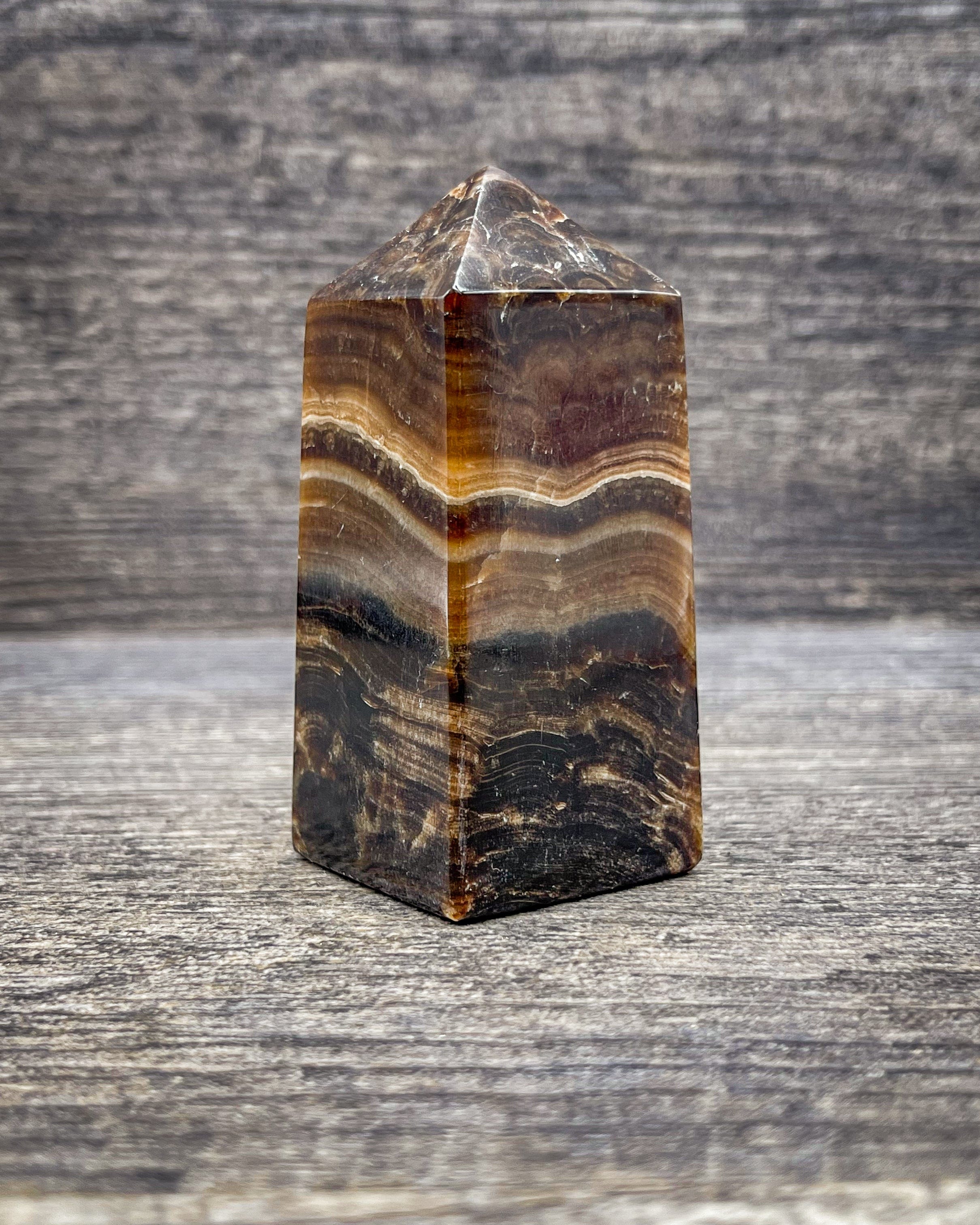 Natural Brown Onyx Crystal Tower Carving - 158g Healing Stone for Meditation, Reiki, and Home Decor
