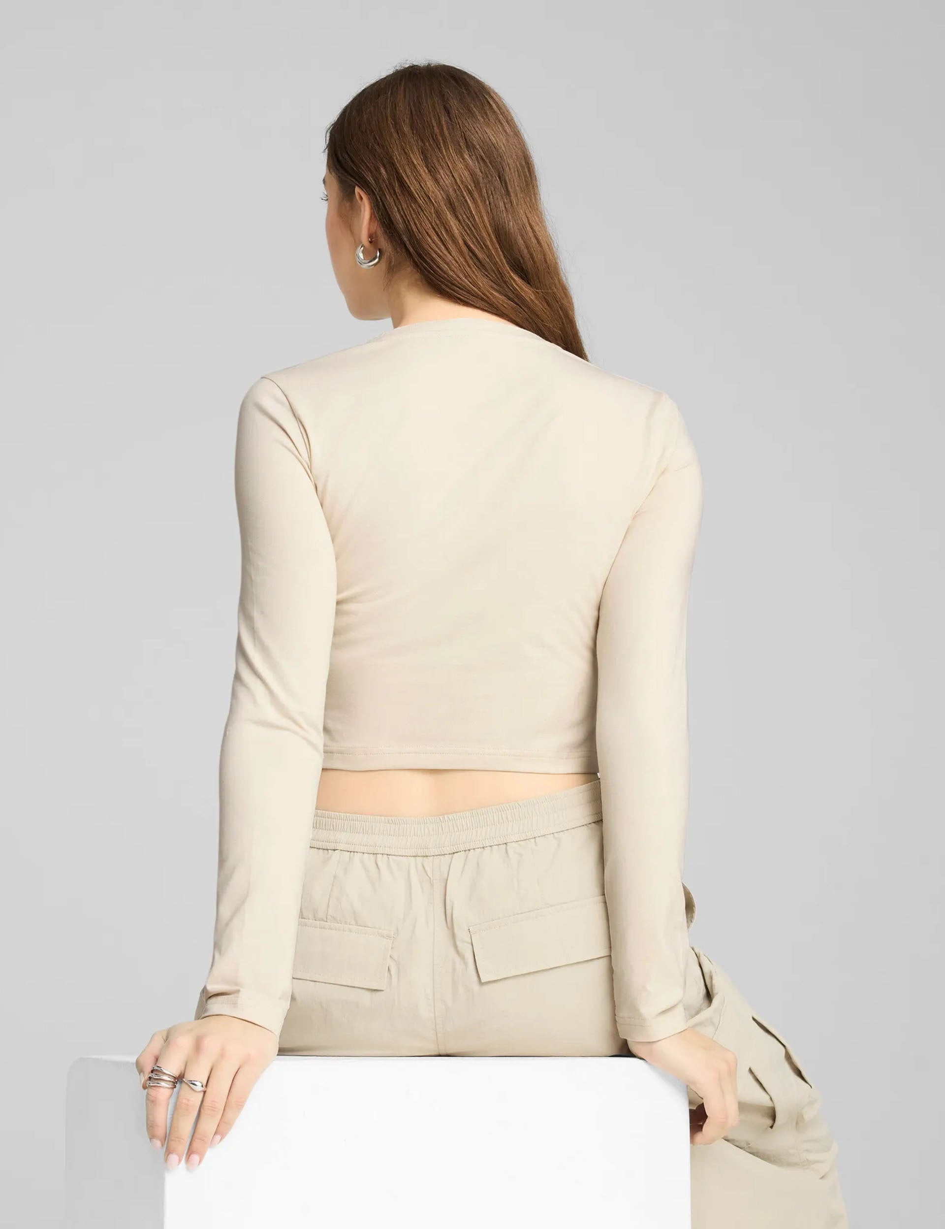 Wardrobe Essentials Long Sleeve Baby Tee - Soft Alpine Snow Color for Women | Perfect for Layering, Casual Outfits & Cozy Winter Looks