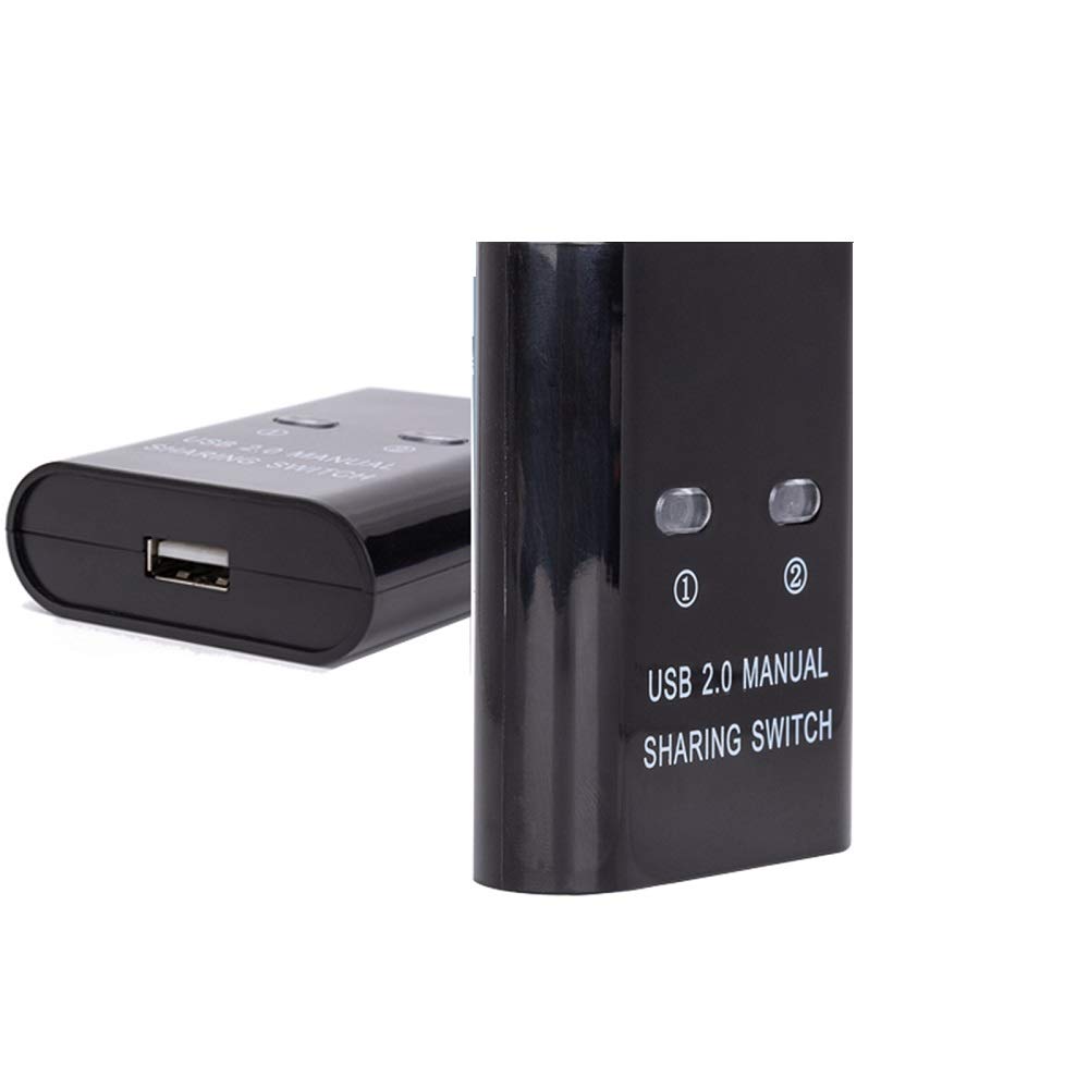 2-Port USB Printer Sharing Switch - Manual USB Switcher for 2 Computers to Share 1 Printer/Scanner - Includes 2 Male USB Cables - Perfect for Home Office & Small Business Workspaces