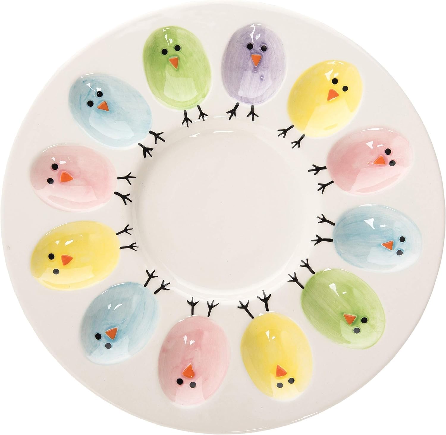 Ceramic Deviled Egg Platter - Easter Egg Serving Tray for 12 Eggs - Perfect for Holiday Parties, Easter Brunch & Appetizer Displays