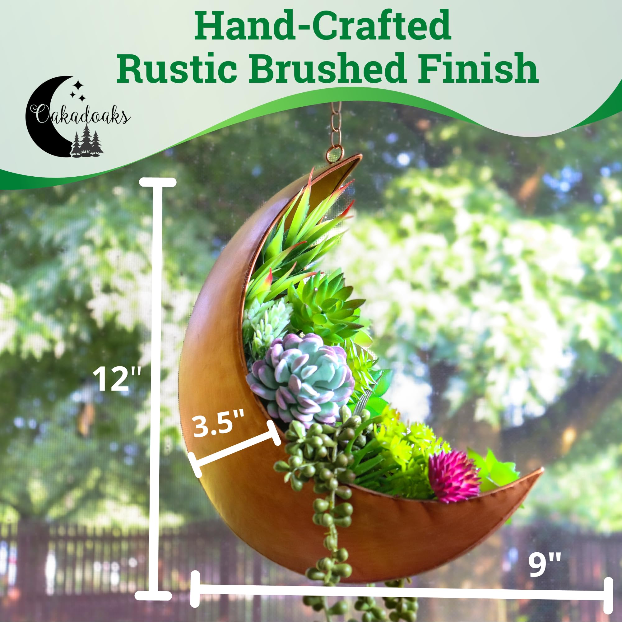 Moon Shaped Hanging Planter - Unique Boho Plant Holder for Succulents, Air Plants & Cactus - Perfect Hippie Witchy Home Decor & Birthday Gift for Plant Lovers - Ideal for Indoor Gardens, Balcony Decor & Boho Bedroom Aesthetics