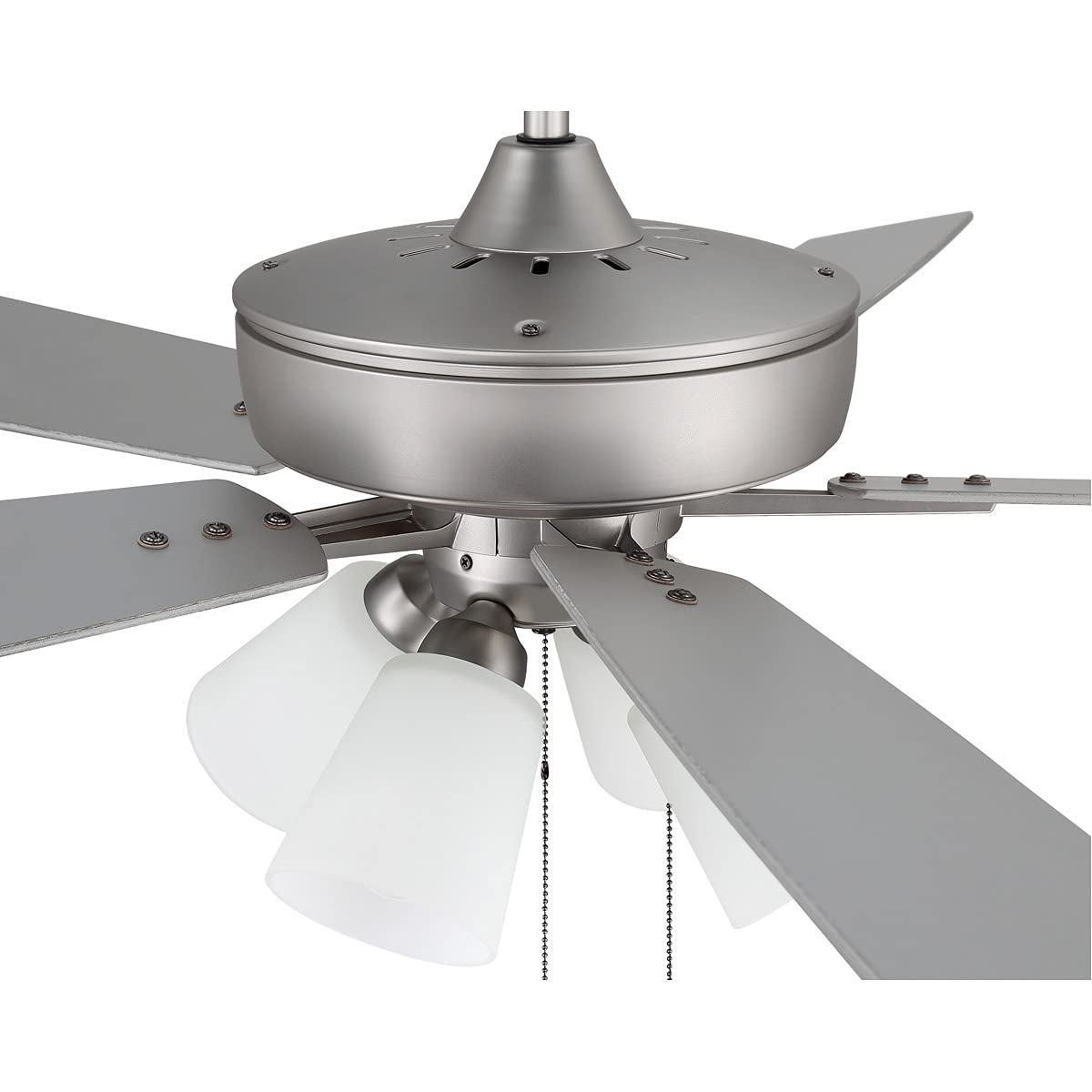 Craftmade S114BN5-60BNGW 60-Inch Indoor Ceiling Fan with LED Light Kit, 5 Reversible Brushed Nickel/Greywood Blades, Pull Chain Control - Perfect for Living Room, Bedroom, and Office Spaces
