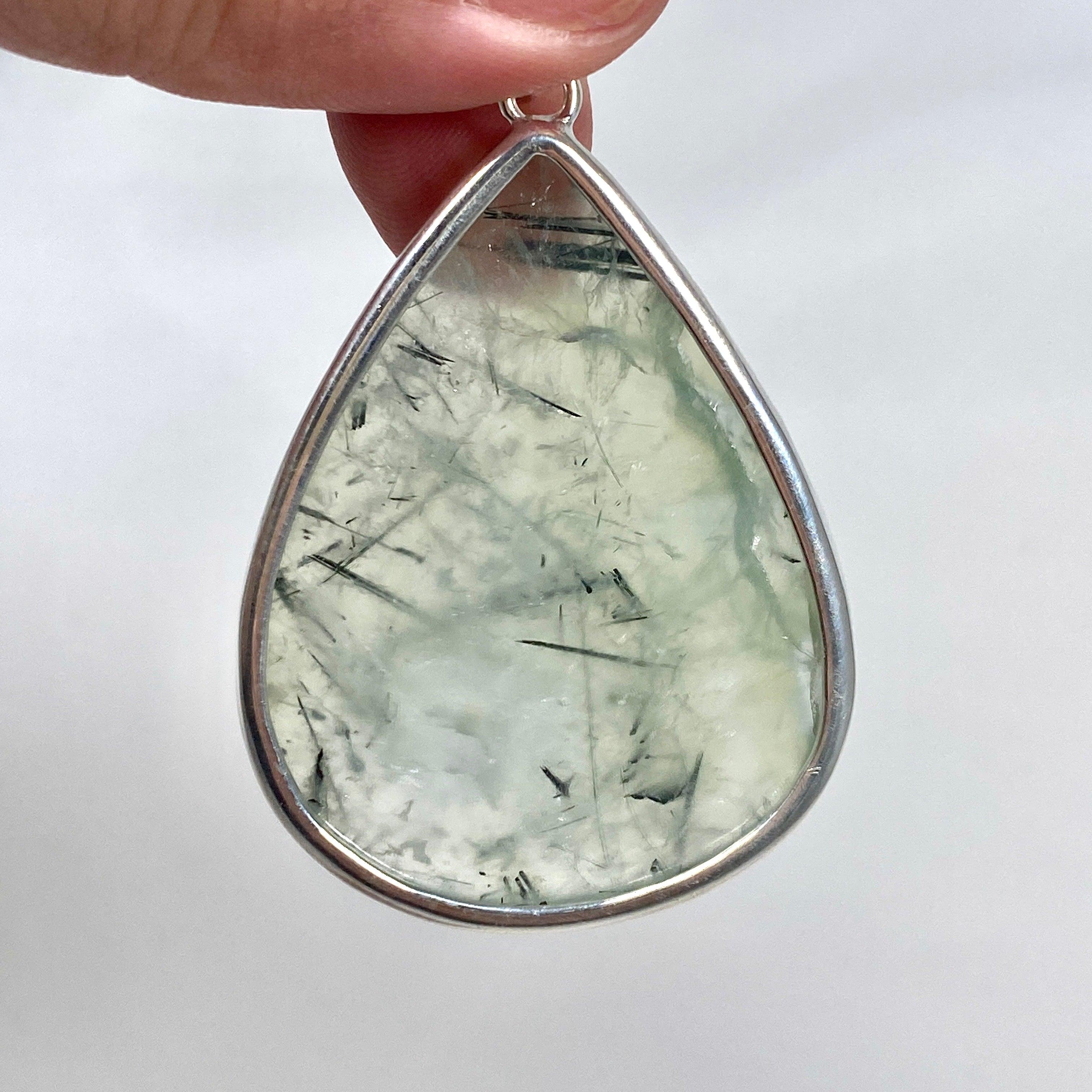 Natural Prehnite Teardrop Pendant Necklace - KPGJ3769 | Healing Crystal Jewelry for Meditation, Energy Balancing & Spiritual Gifts