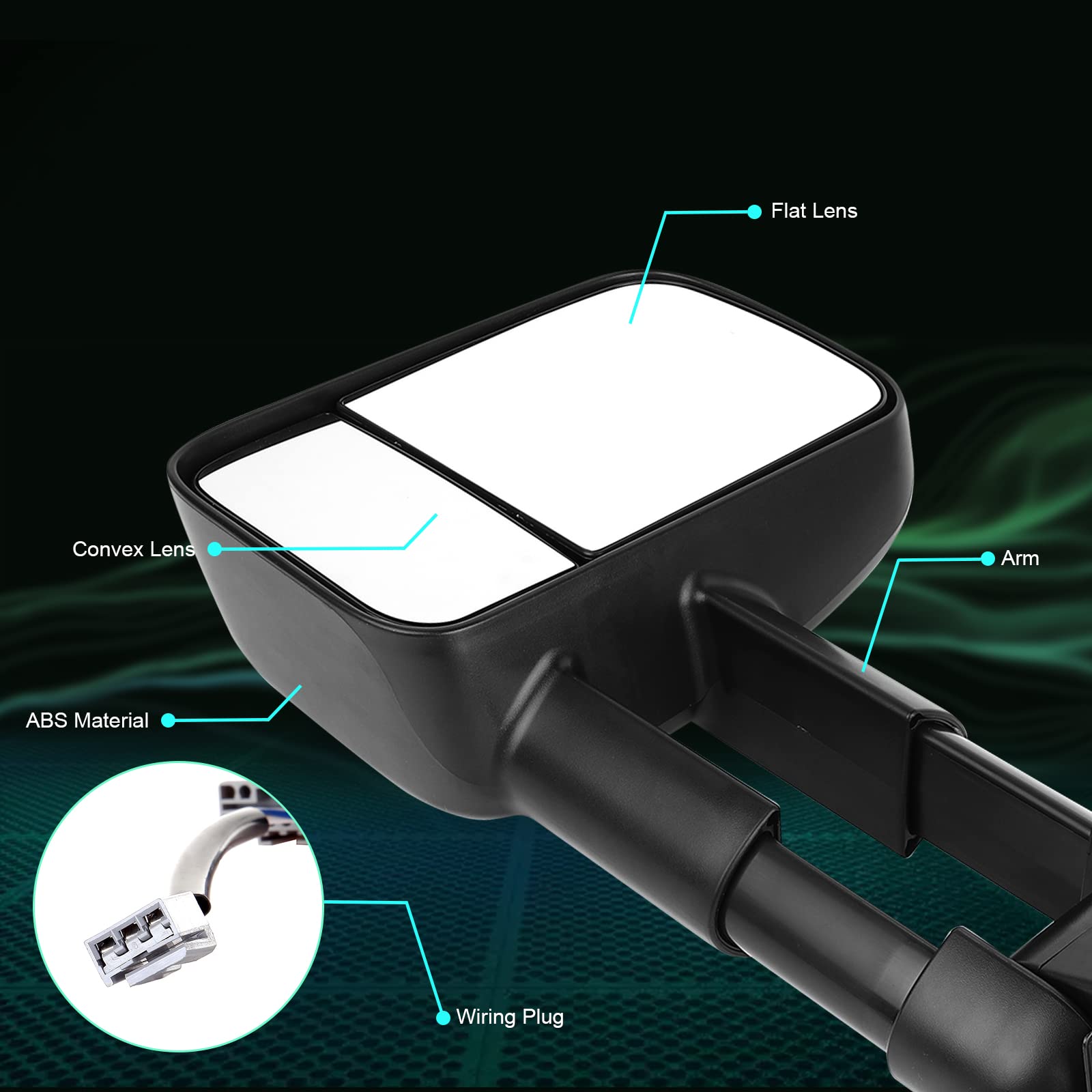 SCITOO Power-Adjustable Towing Mirrors for Ford F150 (1997-2003) - Pair of Durable Side View Mirrors for Enhanced Visibility & Safety While Towing Trailers or Large Loads