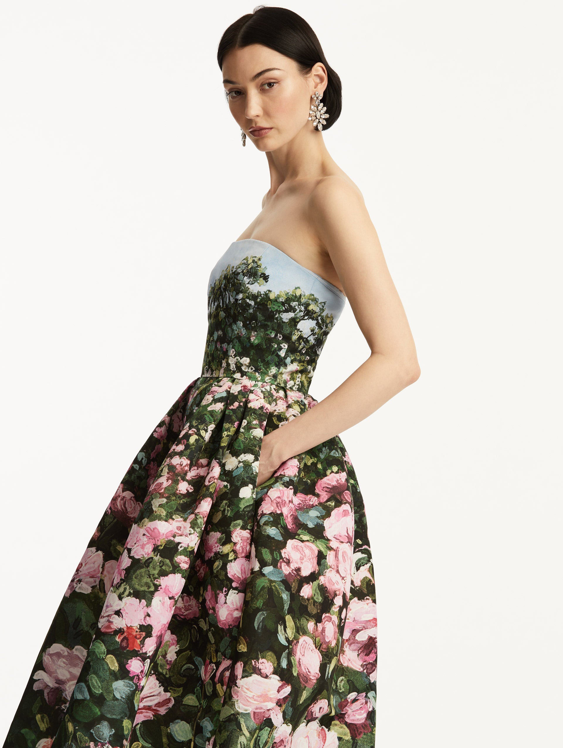 Elegant Rose Field Faille Cocktail Dress for Women - Perfect for Evening Parties, Weddings & Special Occasions