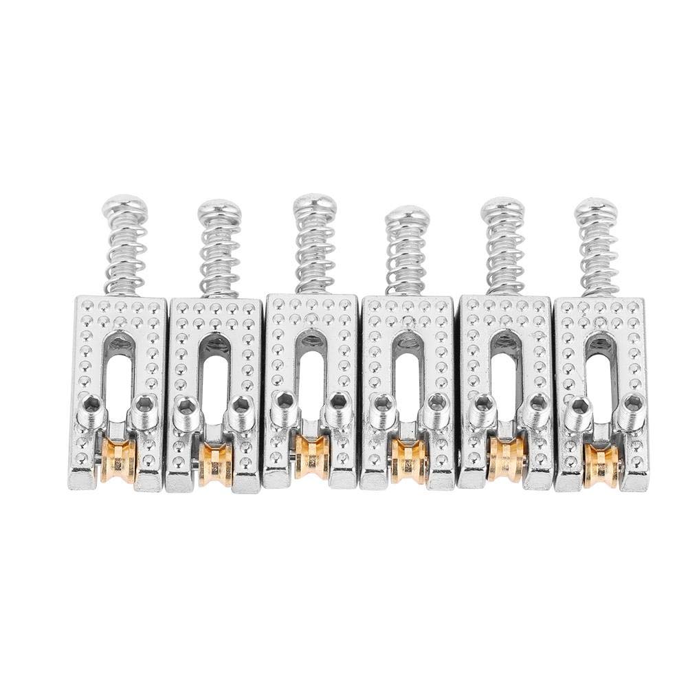 Electric Guitar Saddle - 6 Roller Bridge Saddles for Enhanced Tuning Stability (Silver) - Perfect for Rock, Blues & Jazz Performances