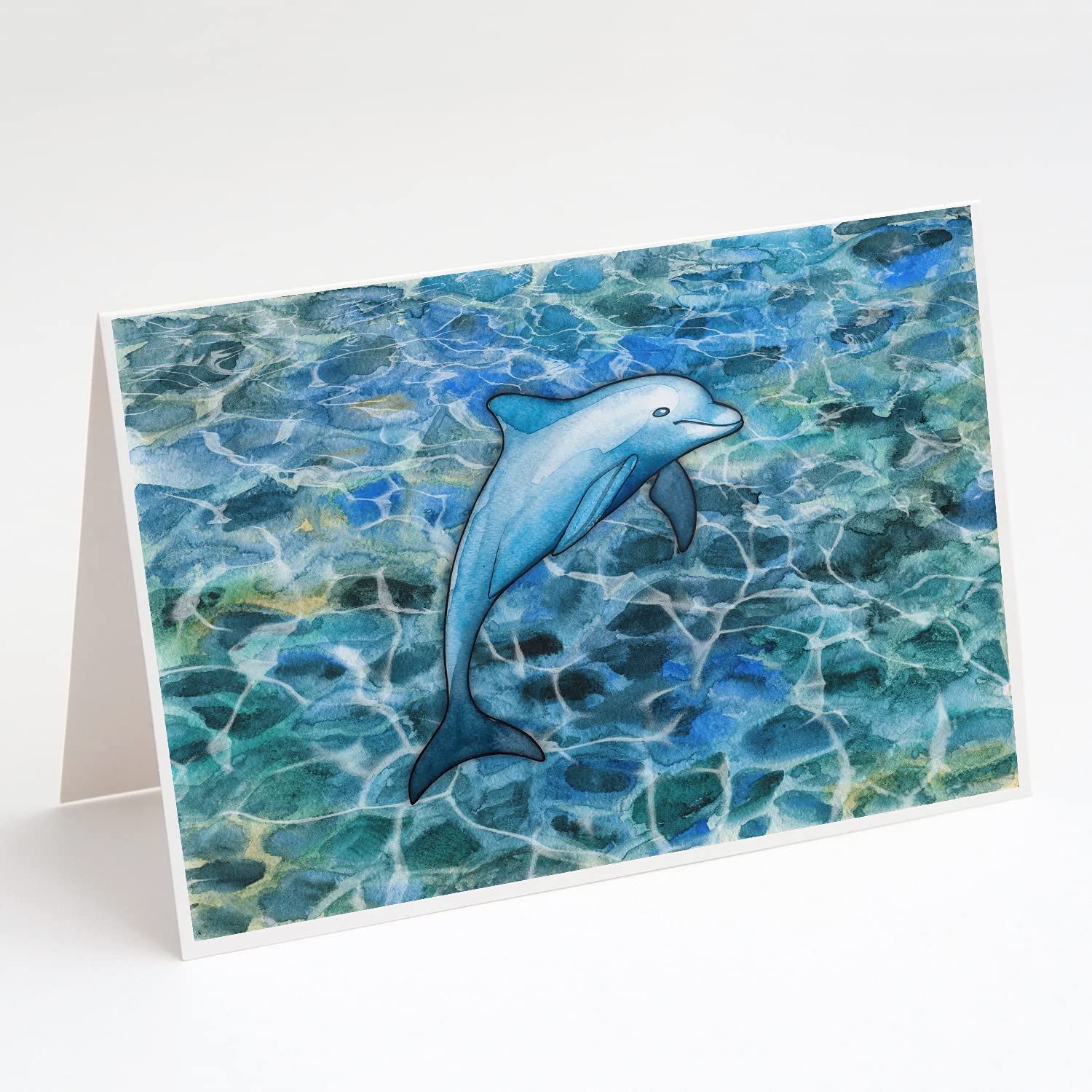 Dolphin Greeting Cards and Envelopes - Pack of 8 Blank A7 Size (5x7) Note Cards for Birthday, Thank You & Special Occasions | Whimsical Marine Theme Stationery