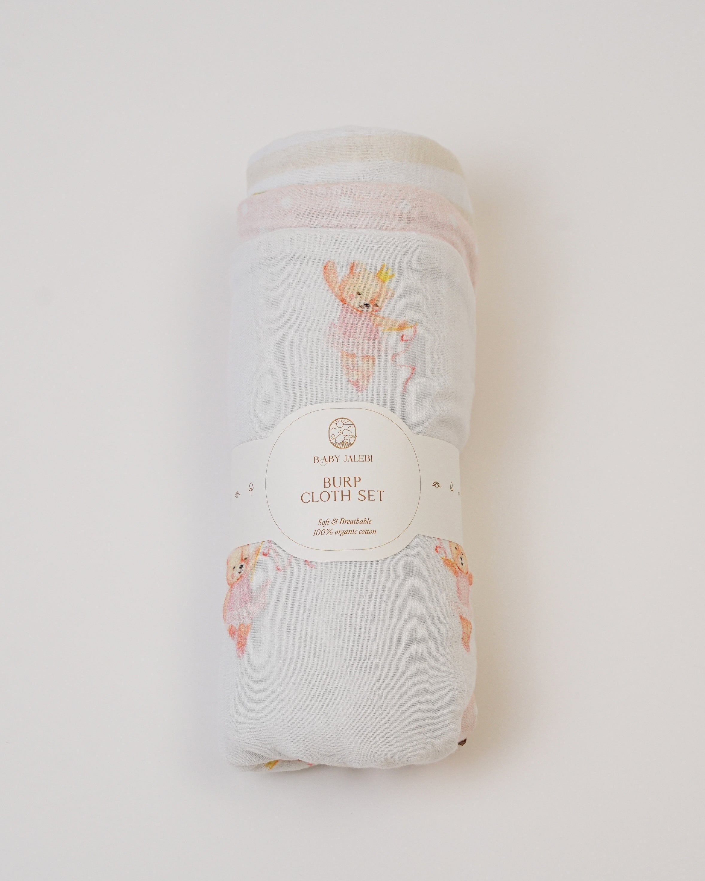 3-Pack Baby Burp Cloths Set - Ballerina, Floral & Striped Designs | Soft Absorbent Drool Bibs for Newborns & Infants | Perfect for Feeding, Nursing & Spit-Up Protection