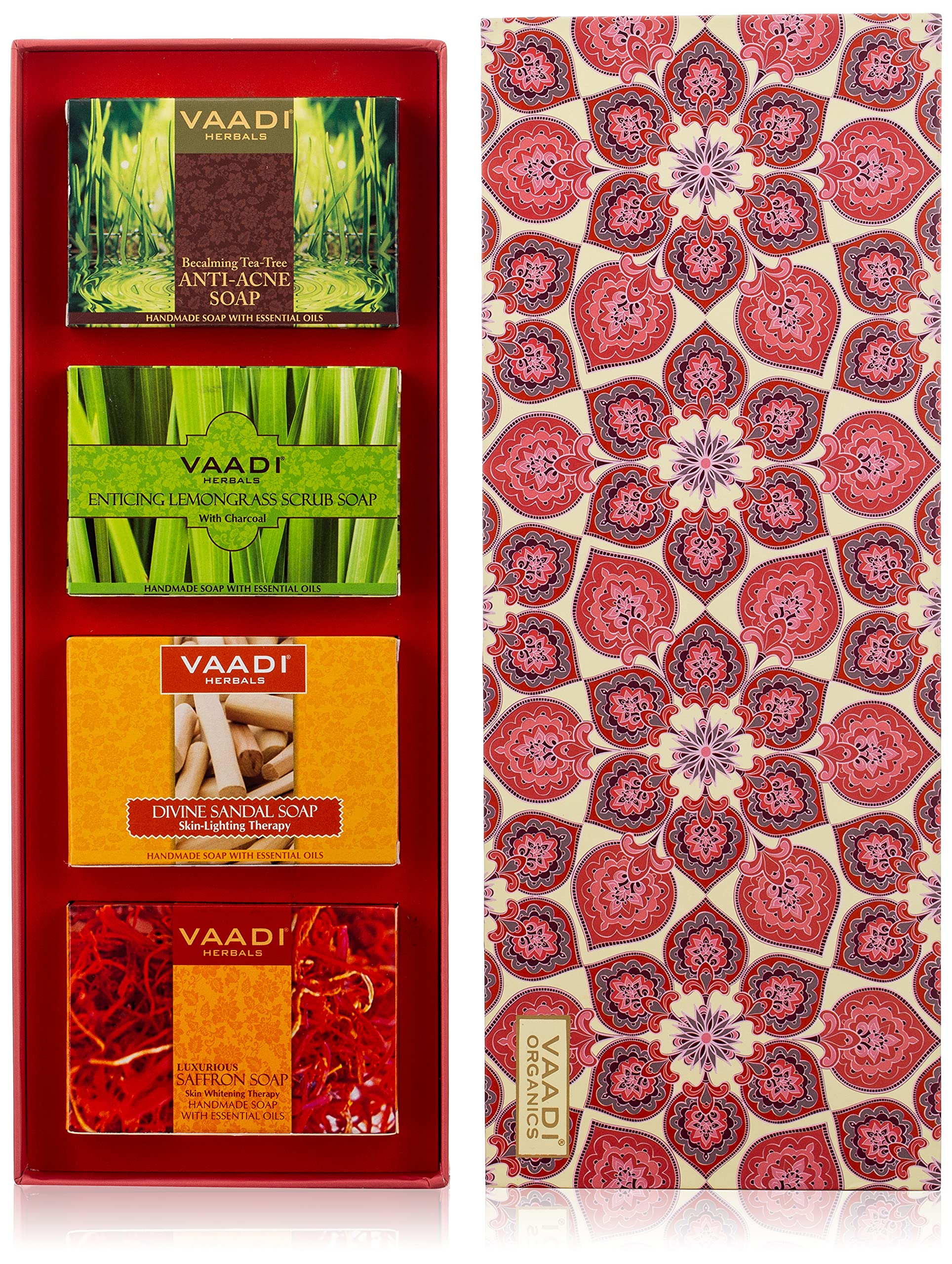 Vaadi Herbals Premium Royal Indian Herbal Soap Gift Set - 100% Natural Handmade Soap Bars for Dry & Sensitive Skin (290g) - Perfect for Spa Day, Self-Care Gifts & Ayurvedic Skincare Routine