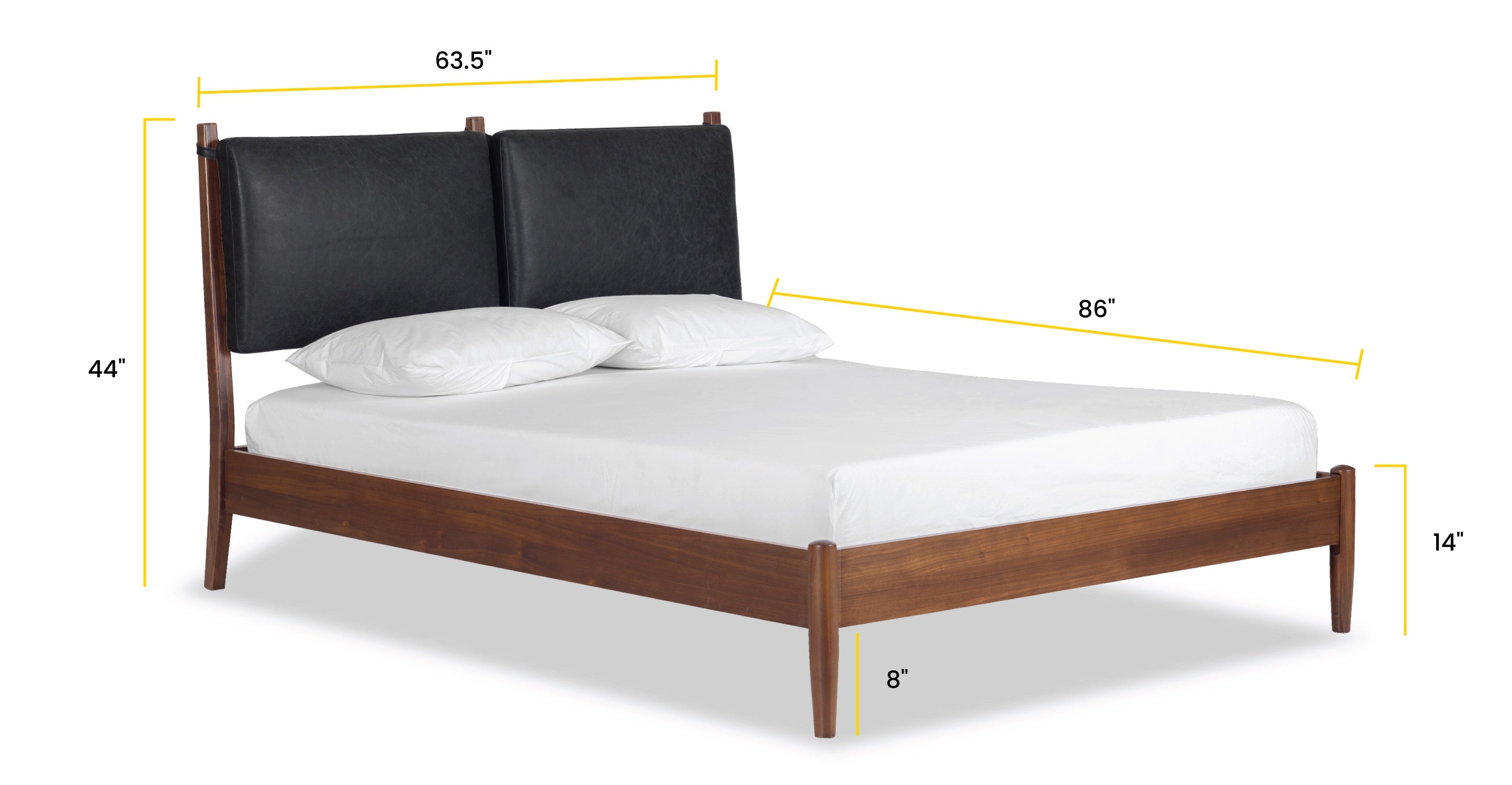 Luxury Truro Bed Frame with Premium Leather Cushions - Queen Size Modern Platform Bed for Master Bedroom, Guest Room & Home Decor