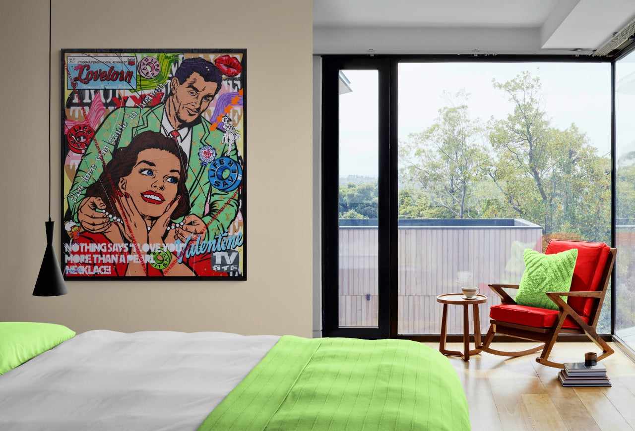 120cm x 150cm Pearl Necklace Textured Urban Pop Art Painting - Love & Pearl Theme with Custom Etched Frame - Perfect for Home Decor, Office Wall Art & Gift Giving