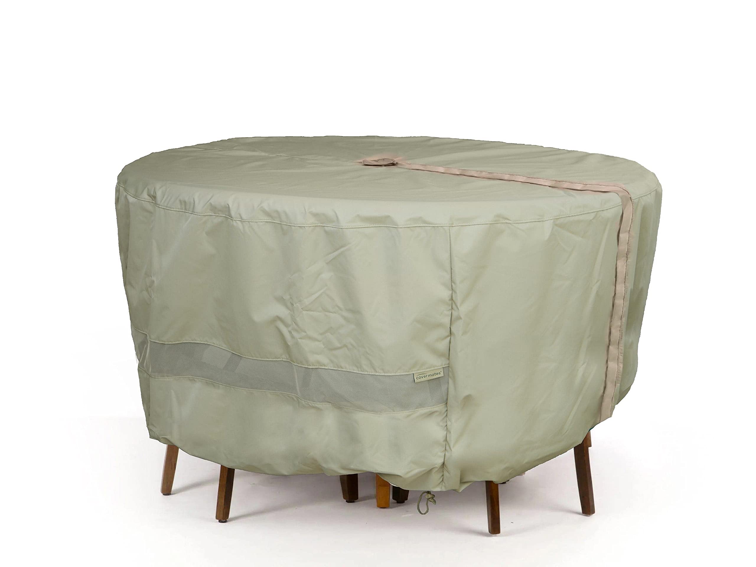 Water-Resistant Polyester Round Dining Table & Chair Cover Set with Mesh Ventilation & Umbrella Hole - Outdoor Patio Furniture Protection - Perfect for Backyard, Garden, and Poolside Use