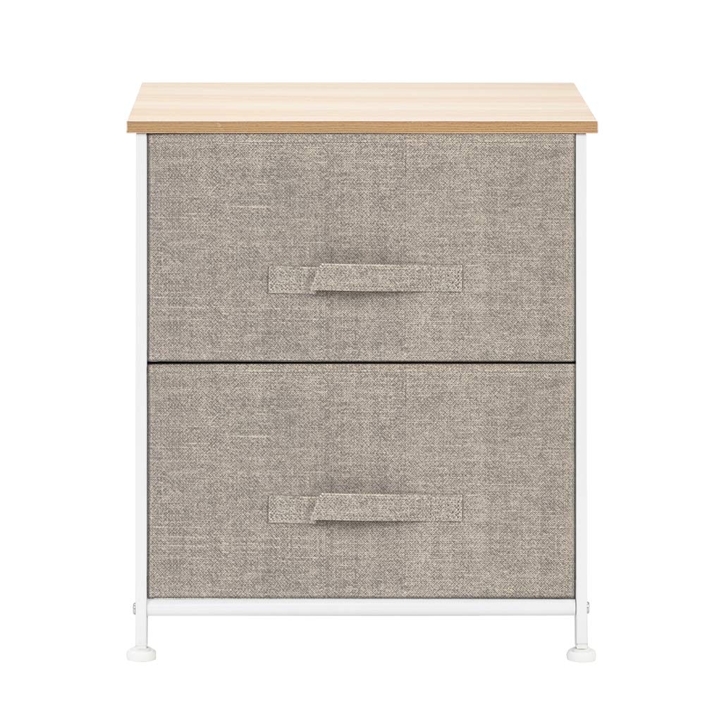 Mytunes Nightstand with 2 Drawers - 20 Inch Bedside Table with Steel Frame & Wood Top - Storage Organizer for Bedroom, Living Room, Office & Dorm - Perfect for Small Spaces & Apartment Living (Natural Finish)