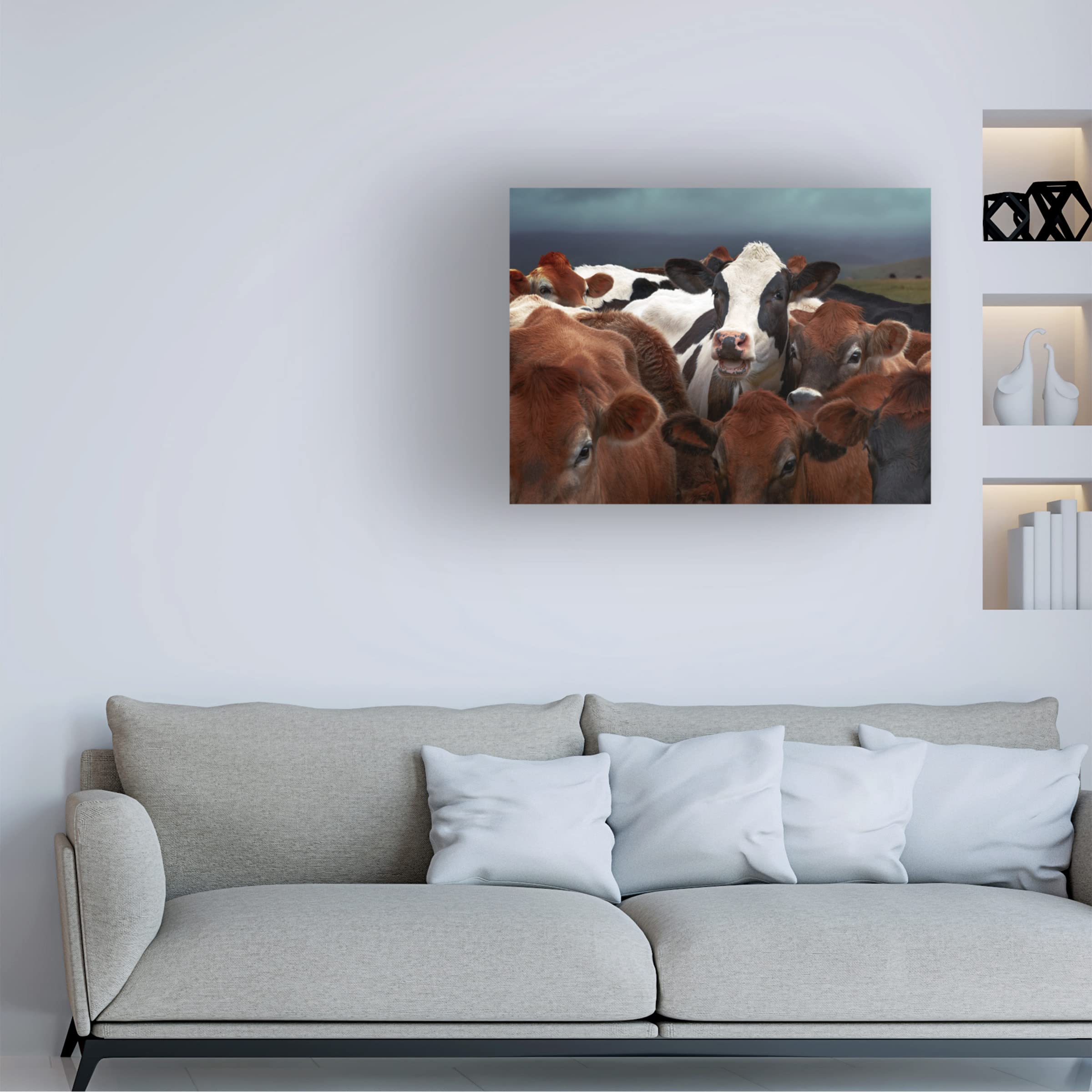 Gary Perlow 'Laughing Cow' Canvas Art Print - Modern Farmhouse Wall Decor for Living Room, Bedroom & Office - Trademark Fine Art Collection