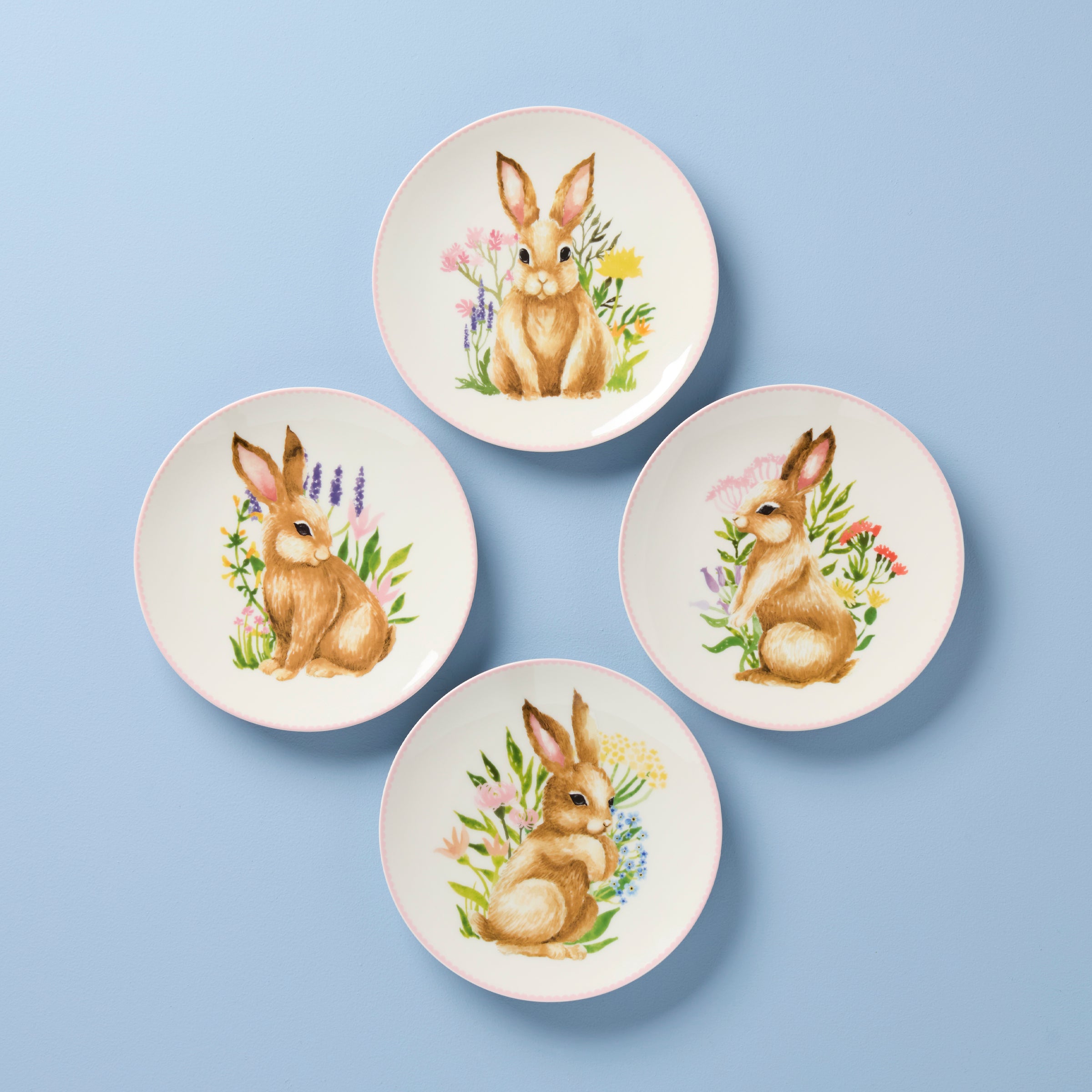 Easter Bunny Accent Plates Set of 4 - Cute Rabbit-Themed Dinnerware for Spring Celebrations, Easter Party Decor & Holiday Table Setting