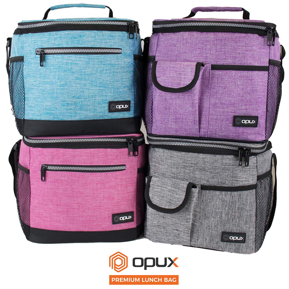 OPUX Insulated Lunch Bag - Leakproof Heather Pink Lunch Box for Work & School, Portable Soft Cooler Bag with Shoulder Strap for Men, Women & Kids - Holds 18 Cans/10L - Perfect for Office, Picnics & Outdoor Activities