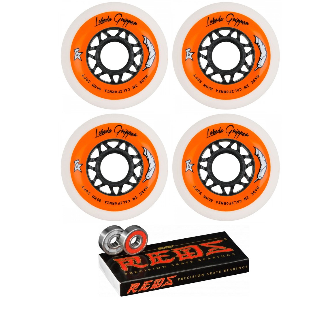 Labeda Wheels Roller Hockey Gripper 80mm Soft 4pk - High Performance Inline Skate Wheels for Smooth Grip & Speed - Perfect for Indoor/Outdoor Rinks, Street Hockey & Aggressive Skating