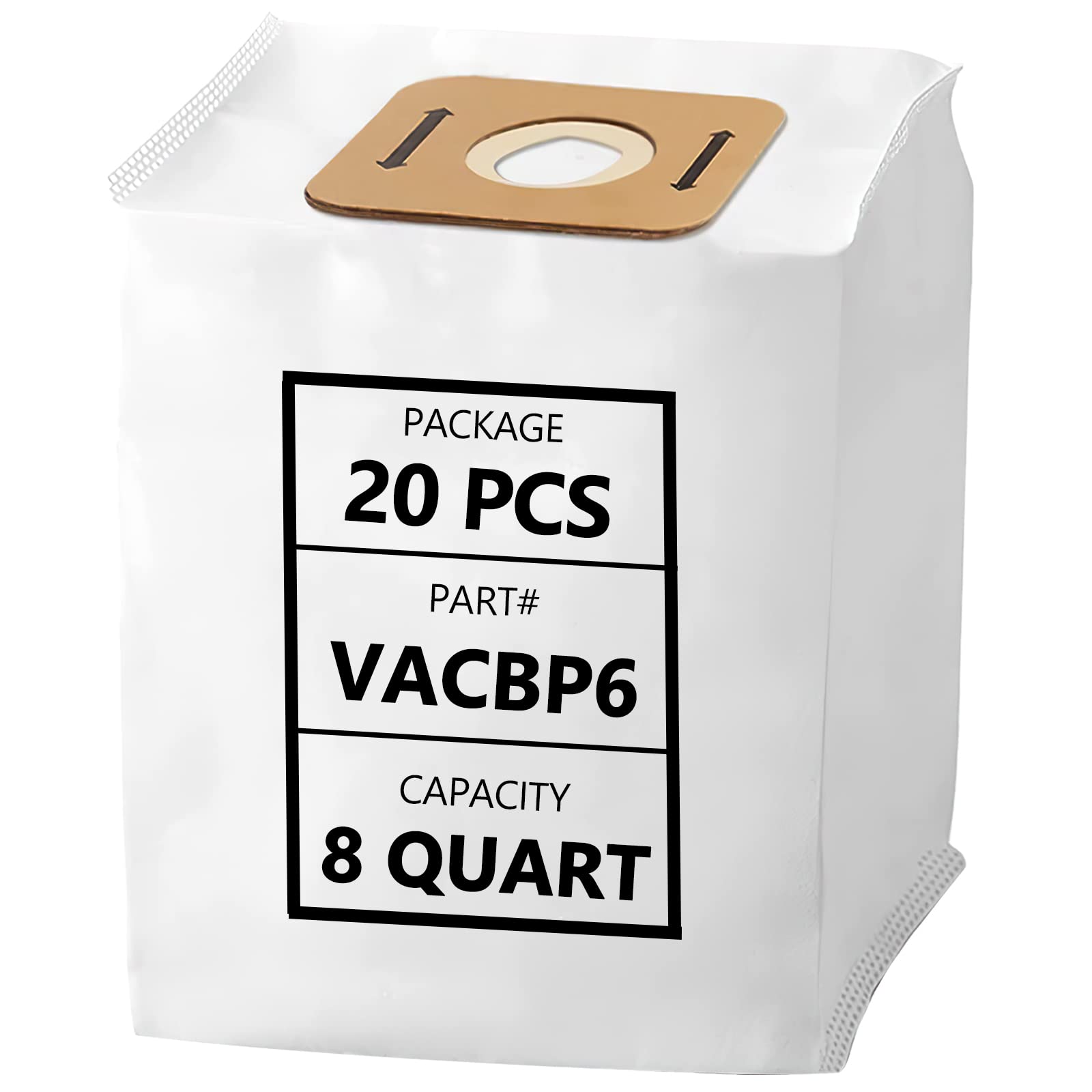 KEEPOW 20 Pack VACBP6 Vacuum Bags - 8 Quart HEPA Filter Replacement for Atrix Ergo Backpack Vacuums (VACBP1, VACBP36V, VACBPAI) - Perfect for Home Cleaning, Office Maintenance & Commercial Use