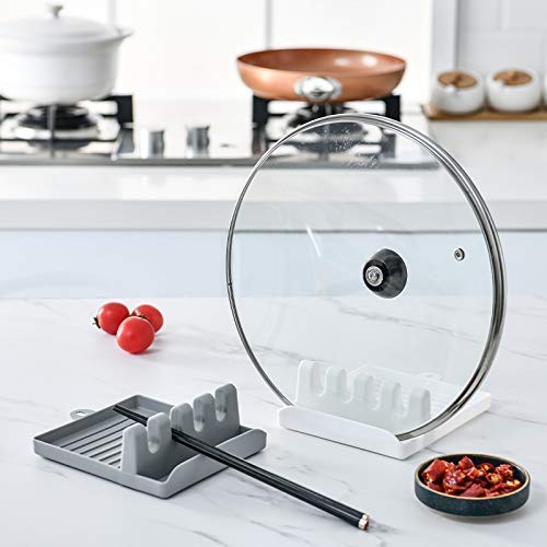 Shivansha Enterprise 4-Slot Kitchen Utensil Holder - Multifunctional Plastic Spoon & Pot Clip Organizer for Stove, Pan Lid Rack (1 Piece) - Perfect for Cooking, Baking & Kitchen Organization