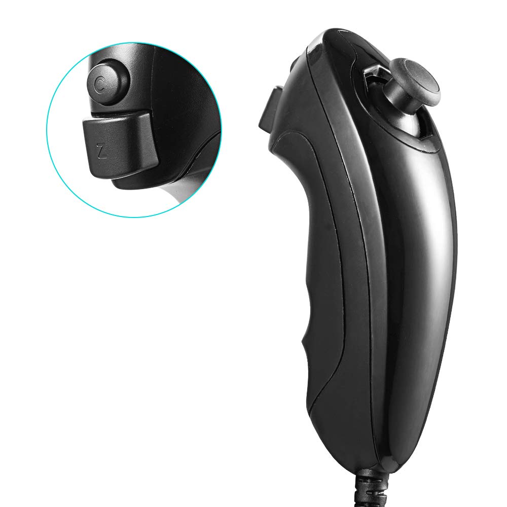 MODESLAB Wii Remote and Nunchuk Controller with MotionPlus & Speaker - Wireless Gamepad for Wii & Wii U - Black | Perfect for Family Gaming & Fitness Activities
